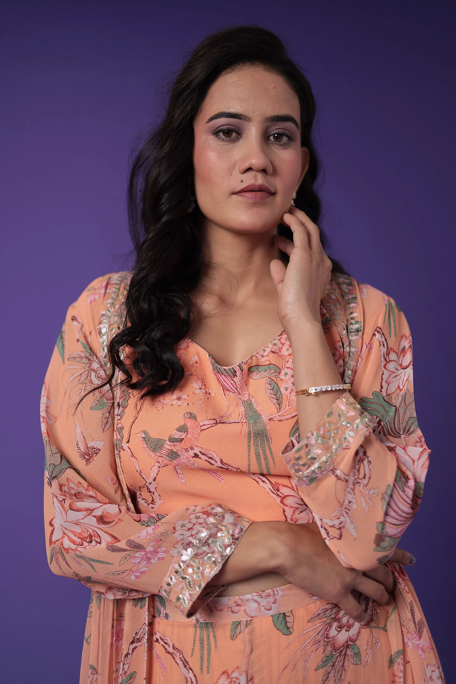 Printed Georgette Indowestern with Embroidered work - Image 2