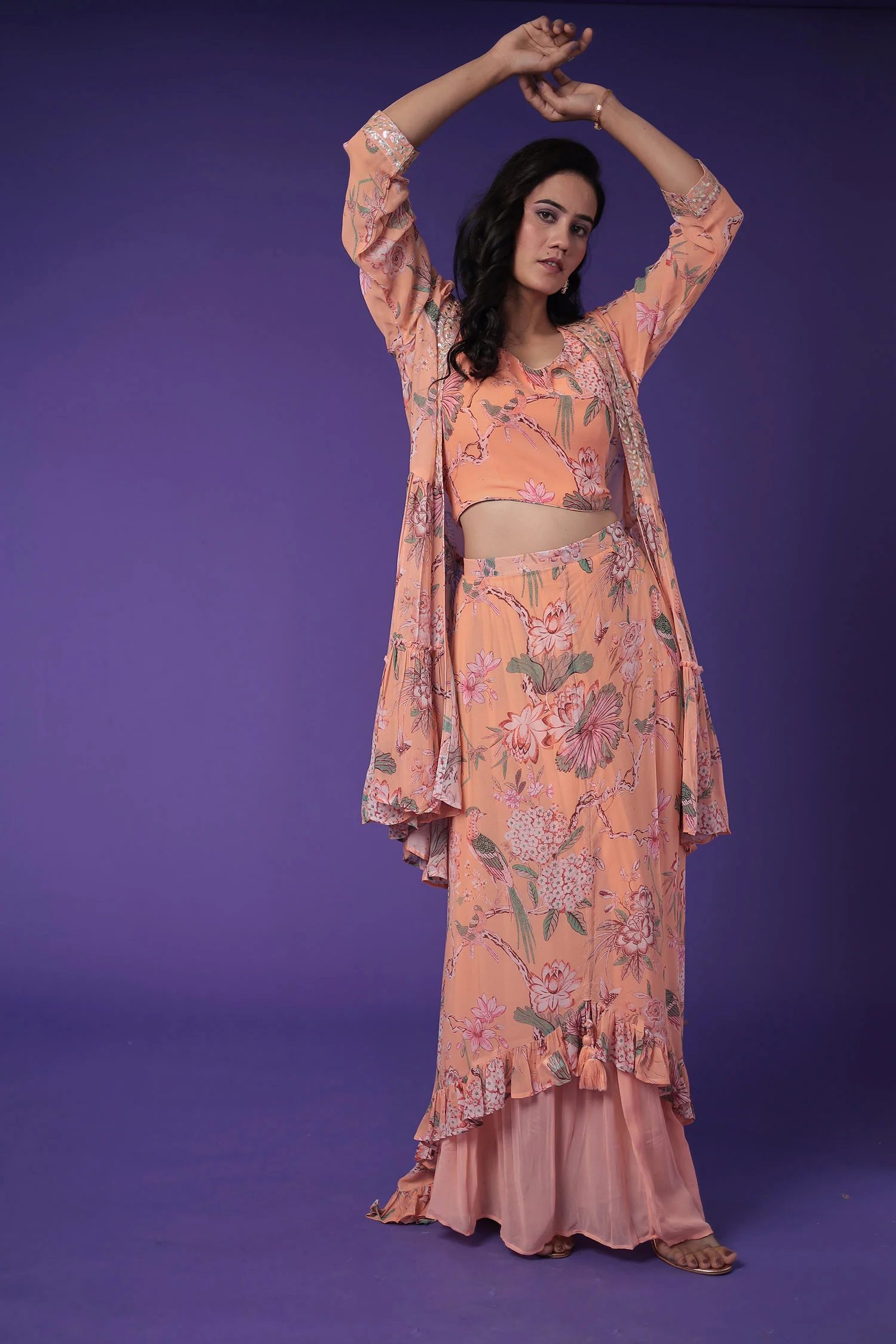 Printed Georgette Indowestern with Embroidered work - Image 3