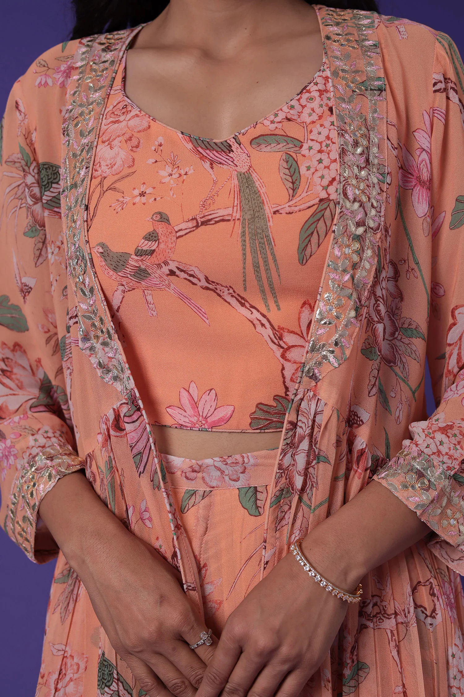 Printed Georgette Indowestern with Embroidered work - Image 4