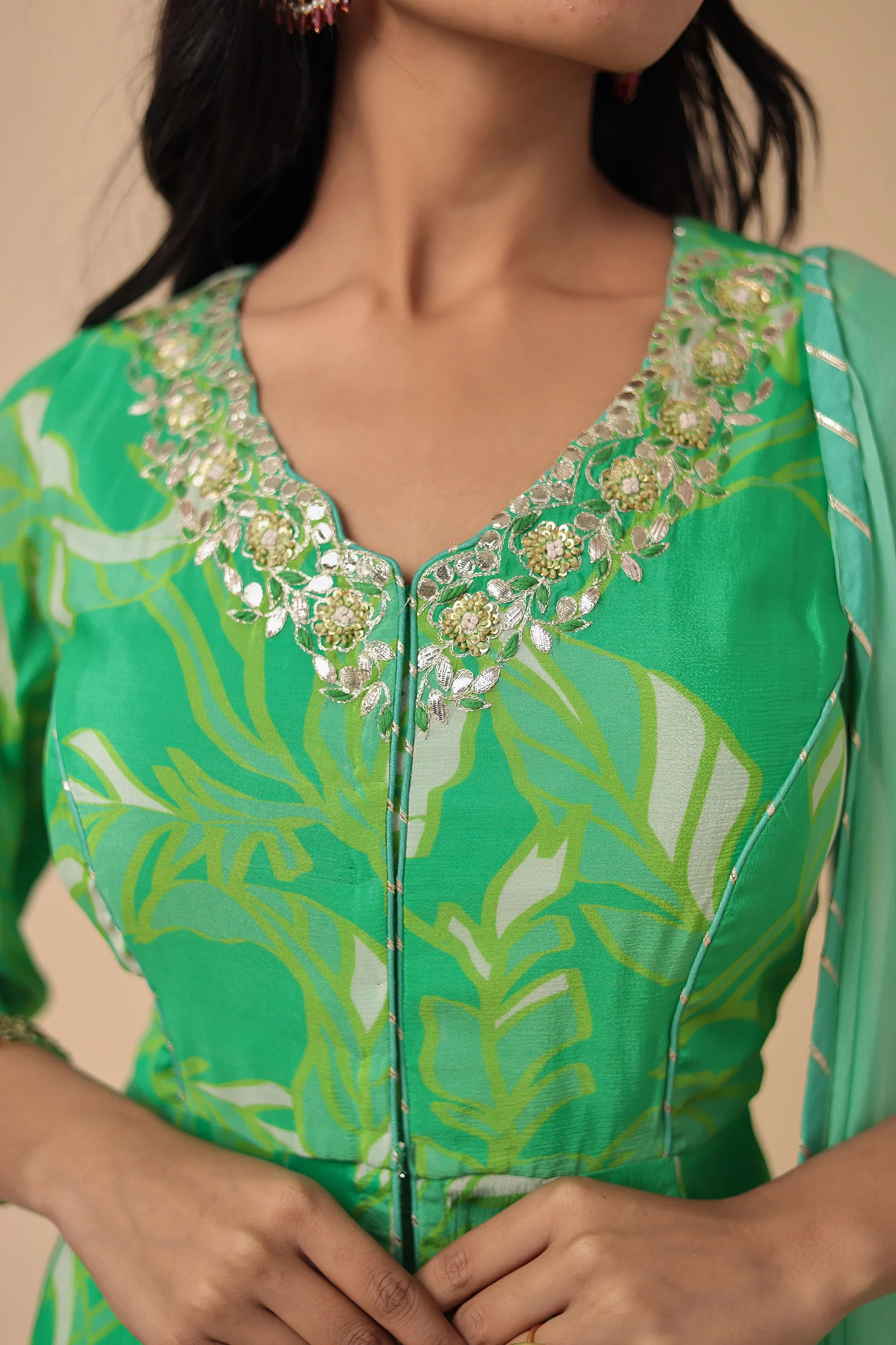 Printed Georgette Anarkali Suit with Embroidered work - Image 4