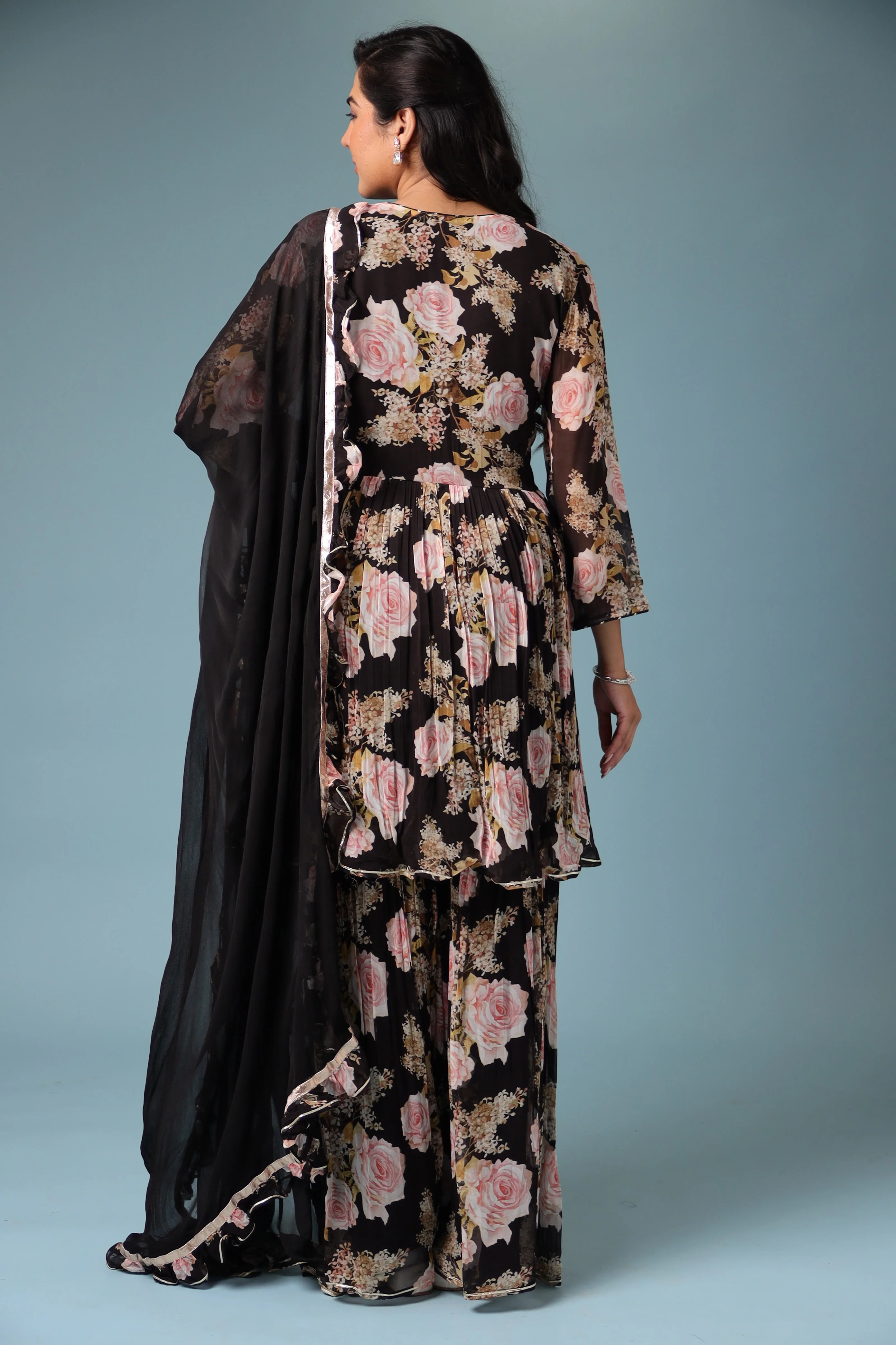 Printed Georgette Sharara Suit with Gota Patti work. - Image 12