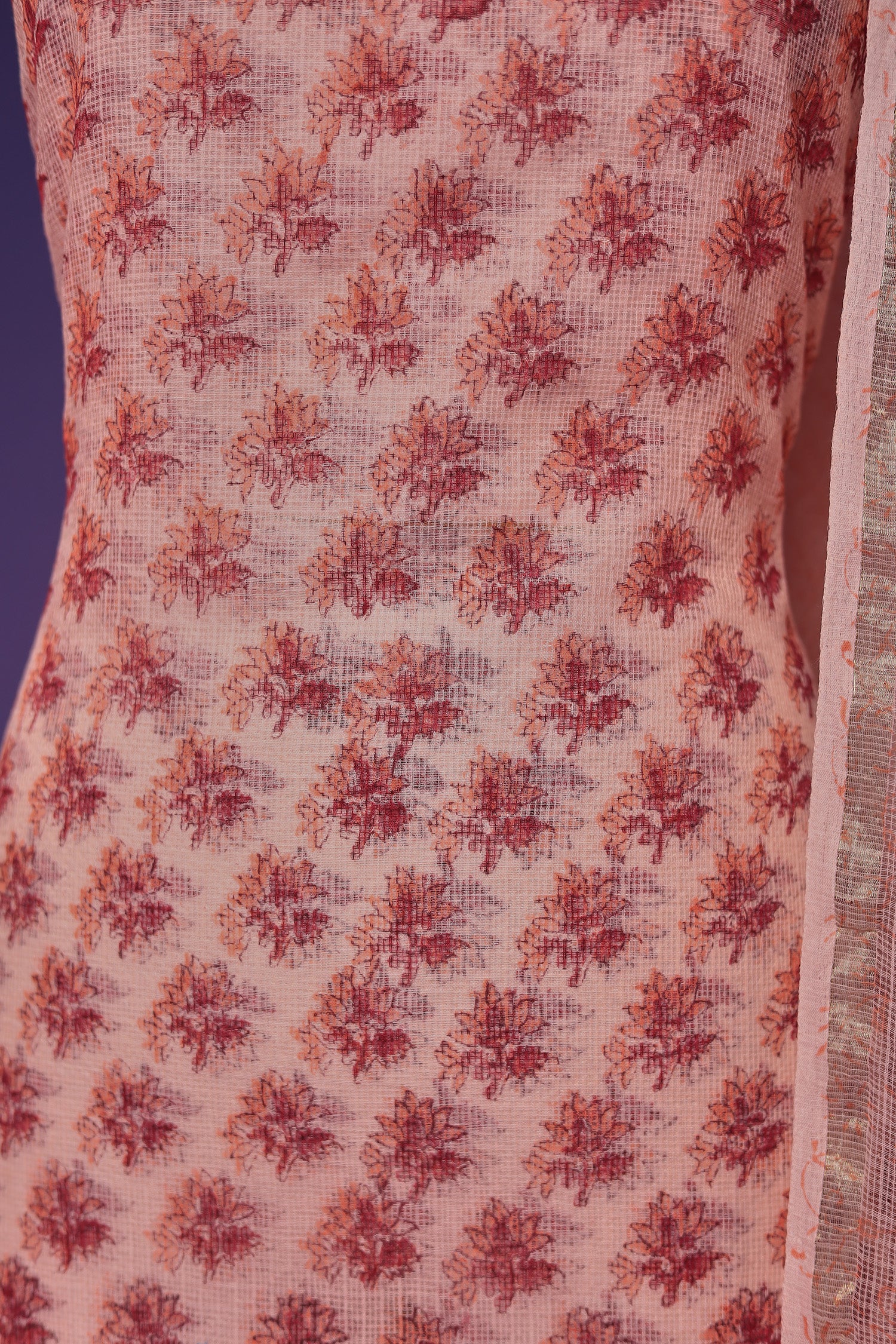 Printed Kota Doria Unstitched Suit - Image 3