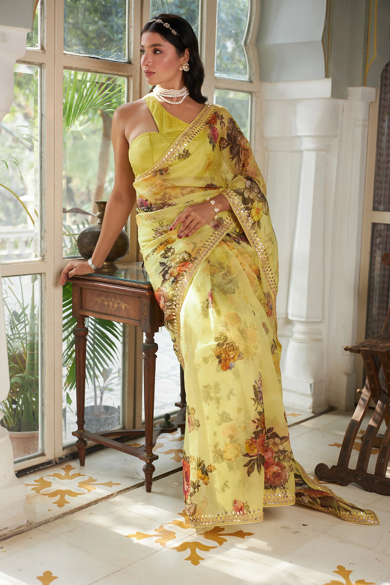 Printed Organza Saree Embellished with Gota Patti work - Image 3