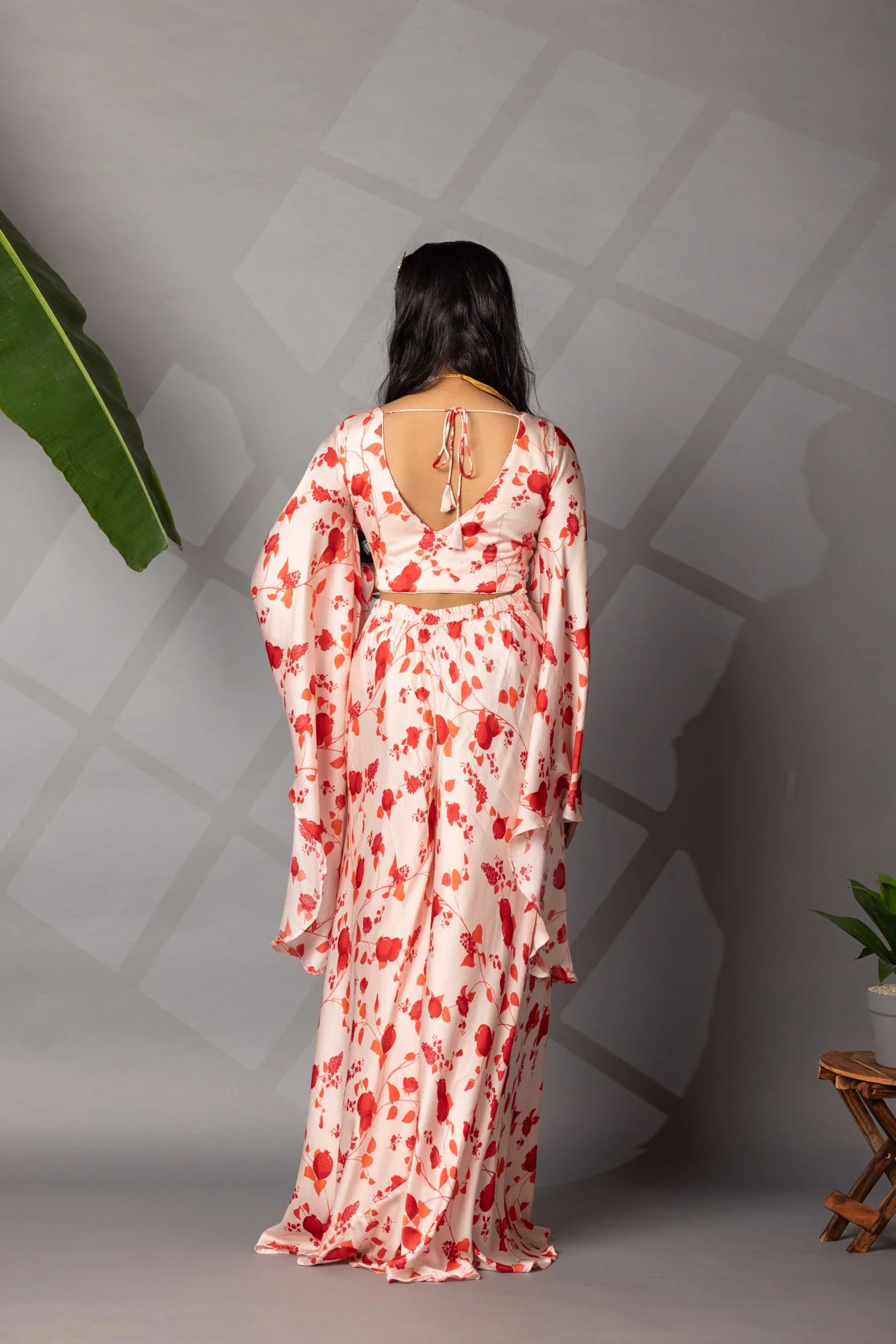 Satin Silk Printed Indowestern Ensemble - Image 10