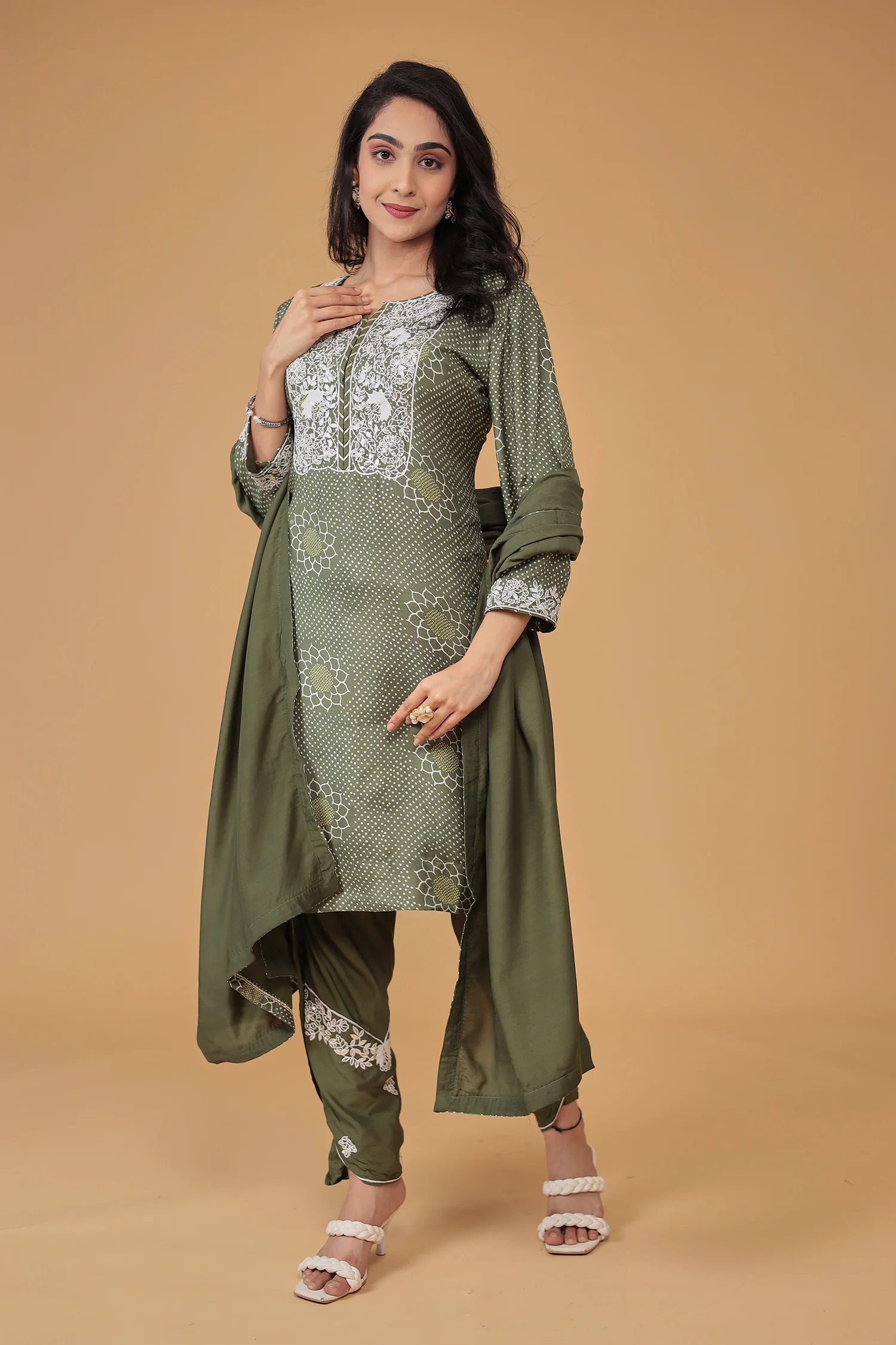 Printed Satin Silk Dhoti Suit with Embroidered work - Image 10