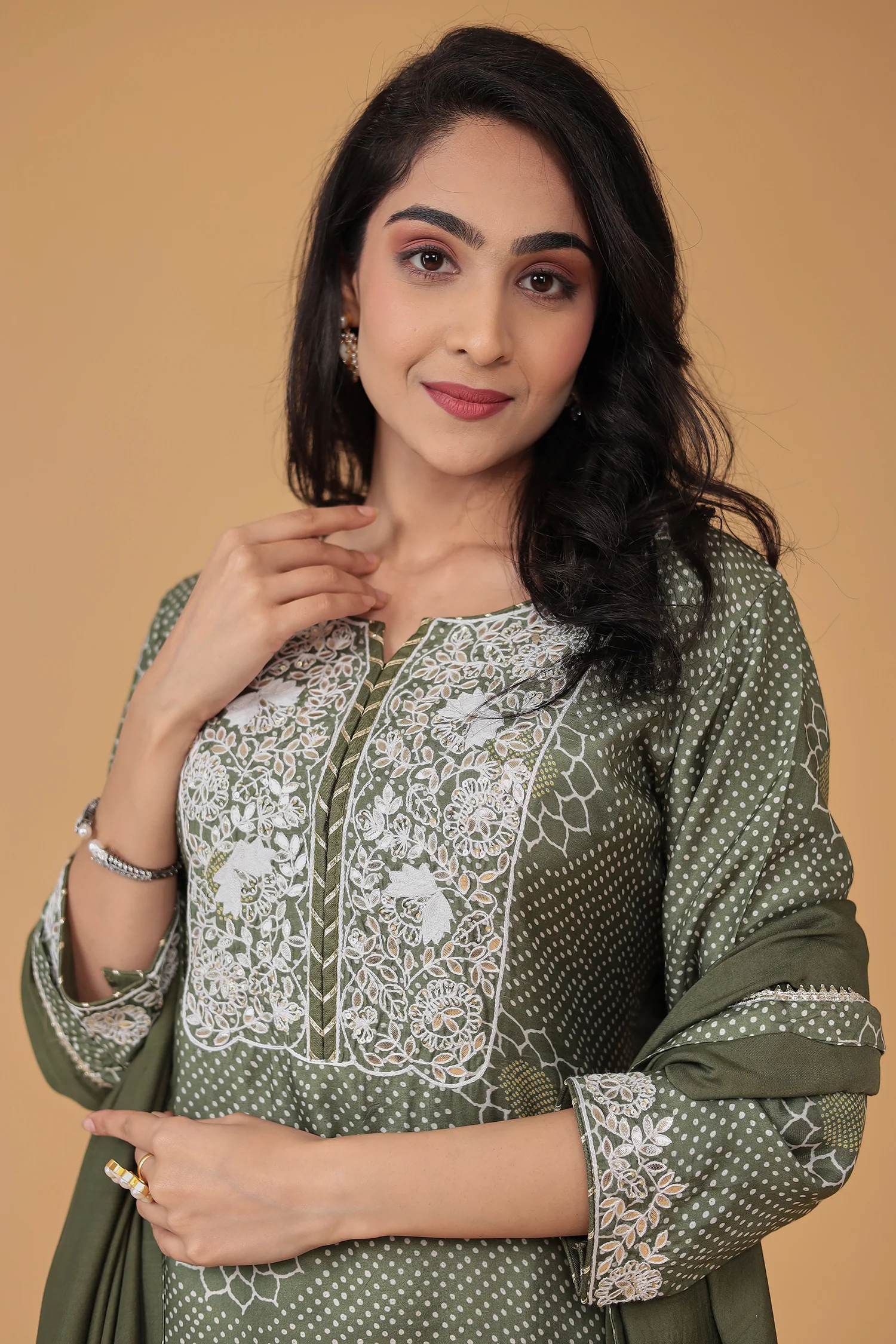 Printed Satin Silk Dhoti Suit with Embroidered work - Image 9
