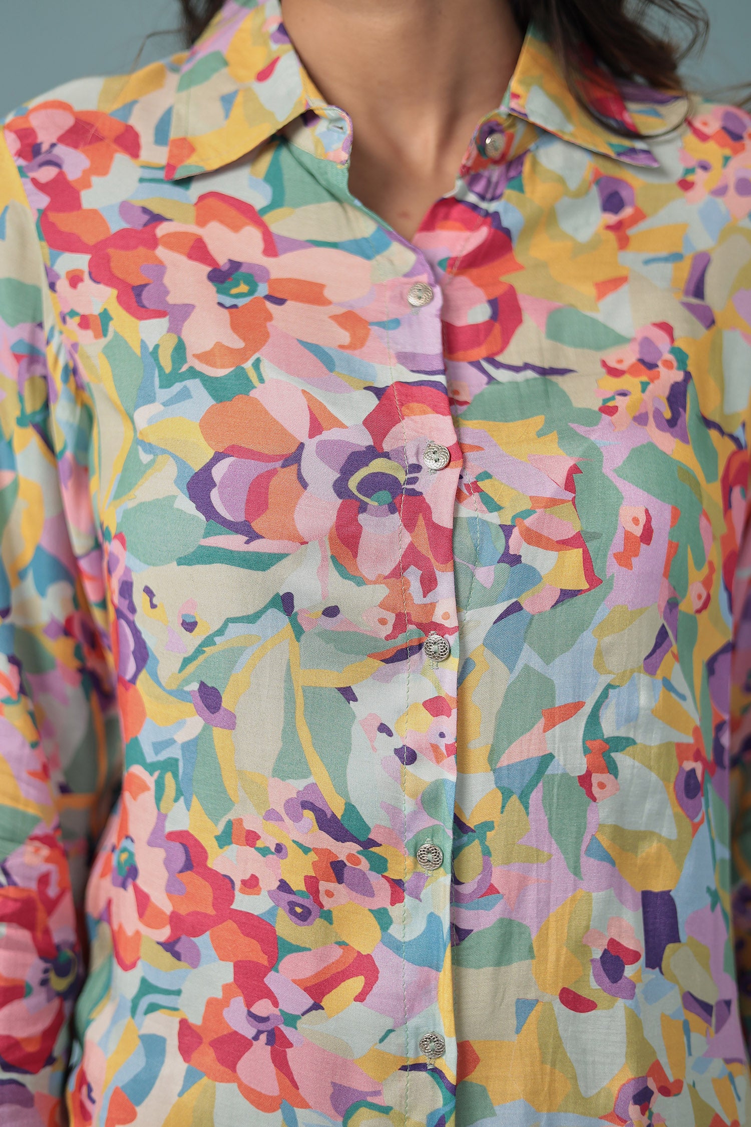 Printed Silk Blend Co Ords Set - Image 4
