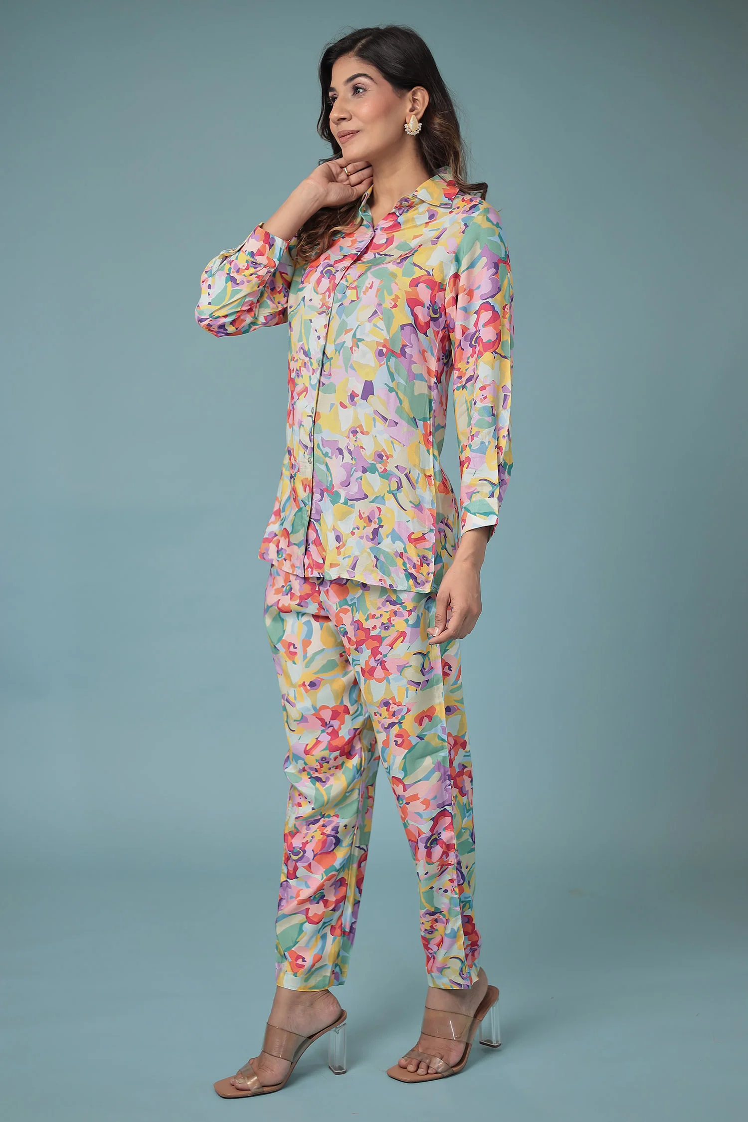 Printed Silk Blend Co Ords Set - Image 5