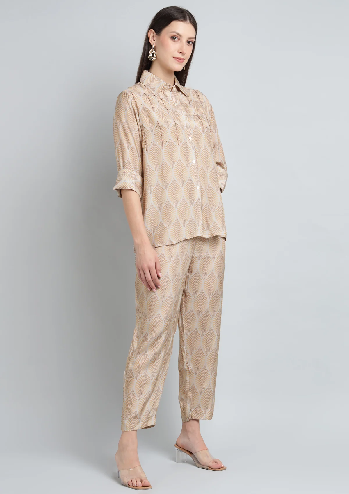 Printed Silk Blend Co Ord Set with Thread work. - Image 3