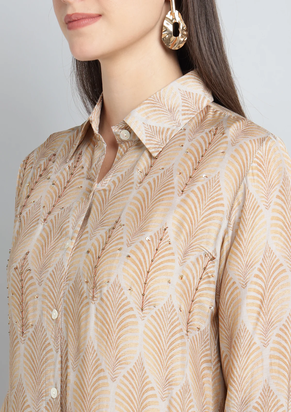 Printed Silk Blend Co Ord Set with Thread work. - Image 4