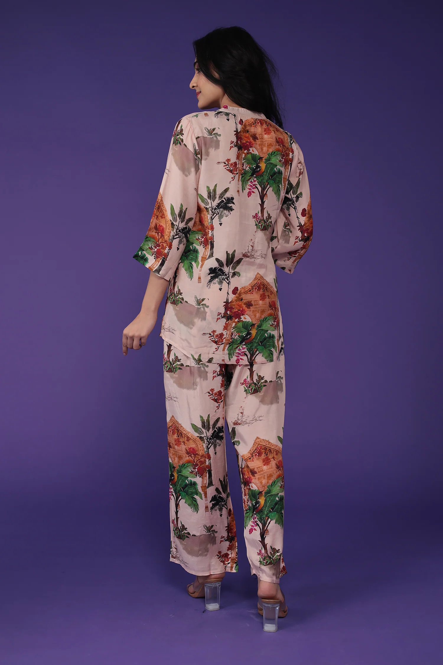Printed Silk Blend Co-Ords Set - Image 7