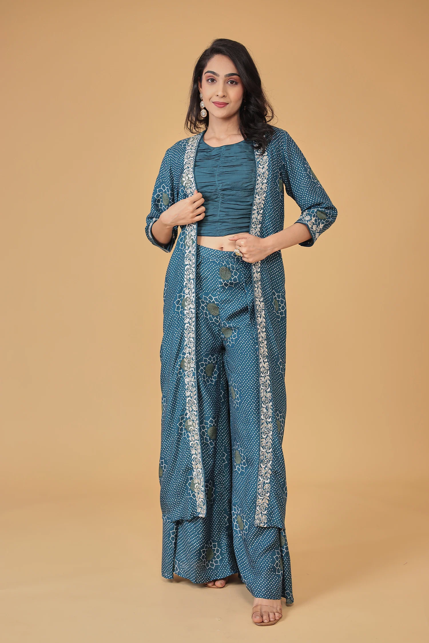 Printed Silk Blend Indowestern with Embroidered work - Image 17
