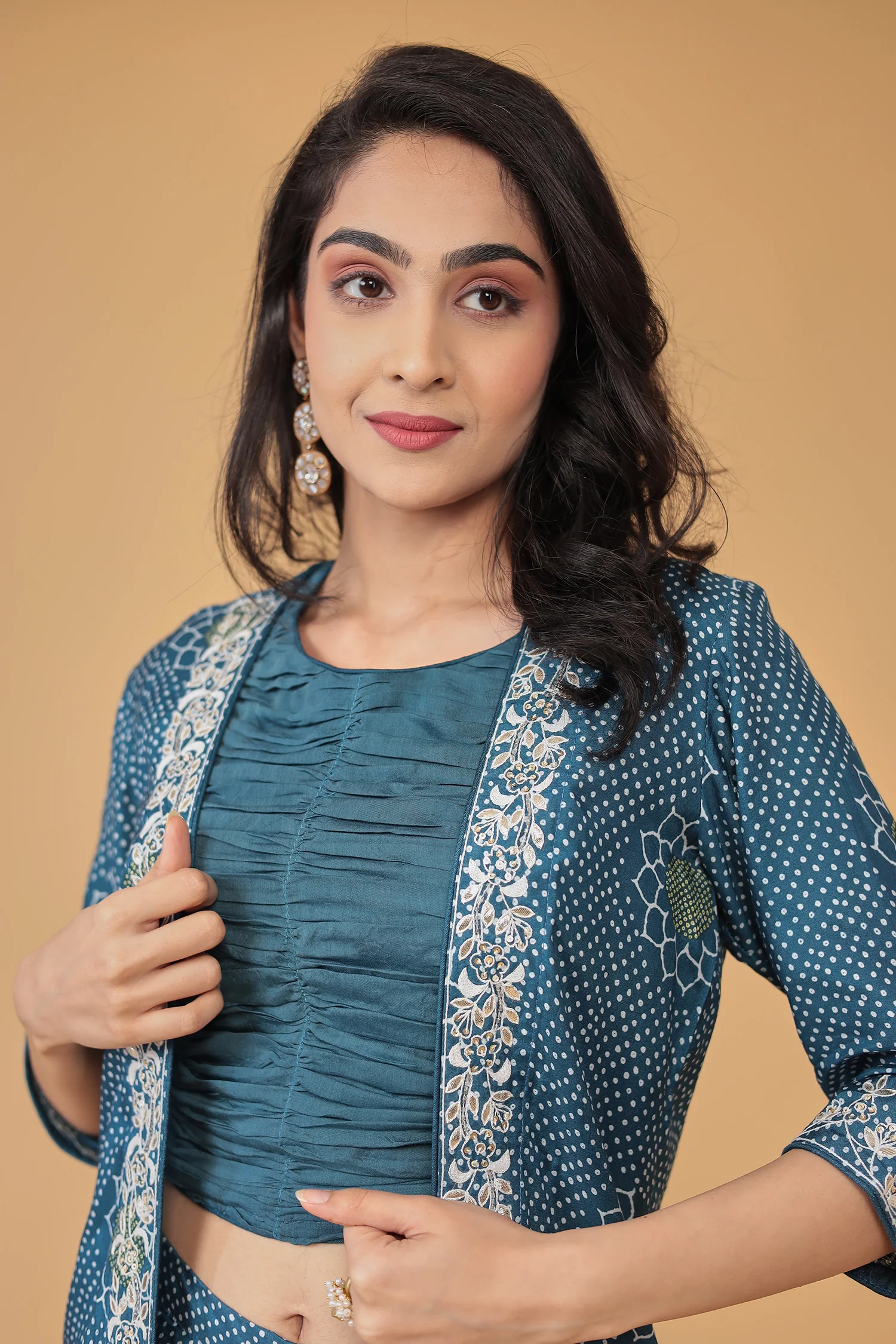 Printed Silk Blend Indowestern with Embroidered work - Image 2
