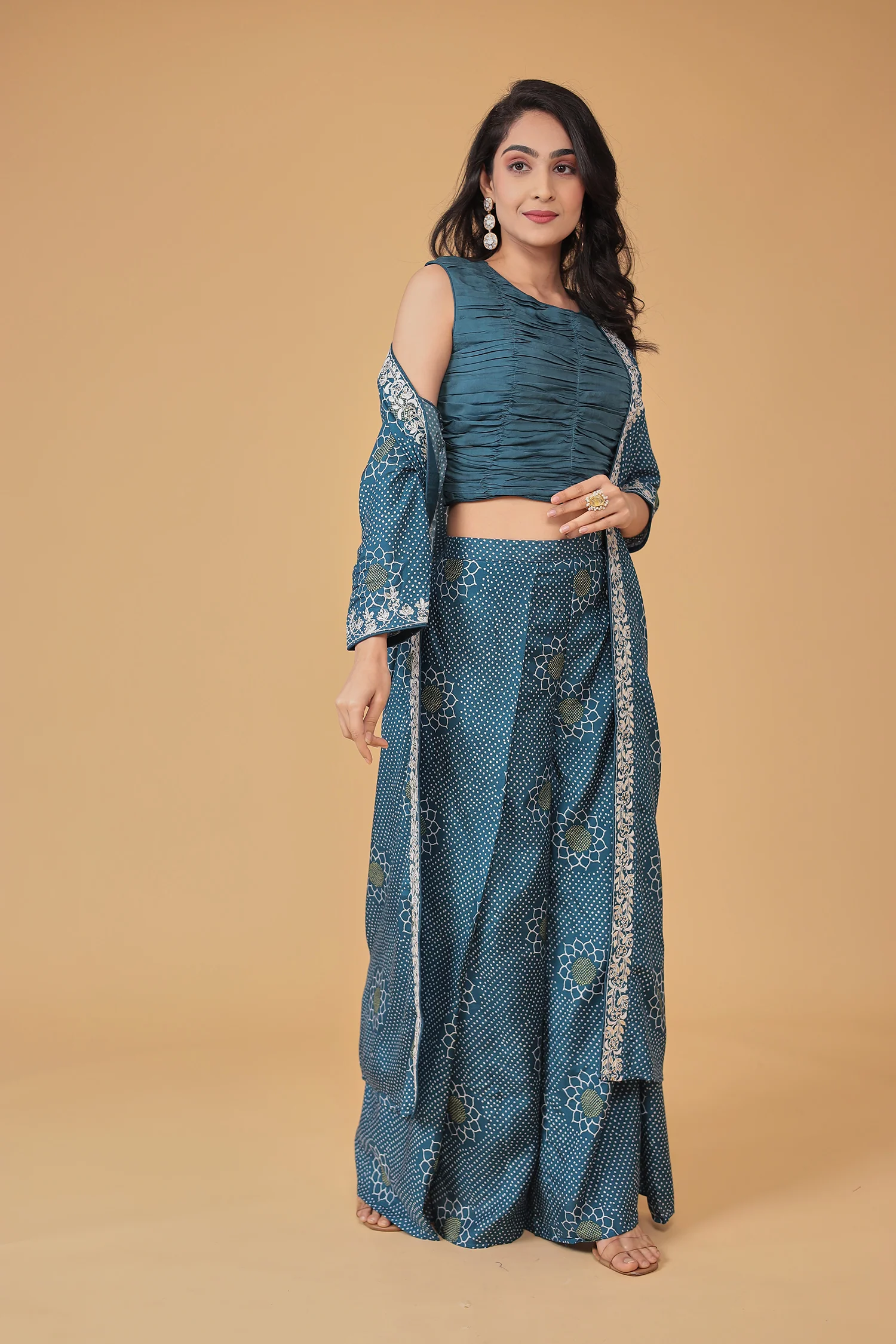 Printed Silk Blend Indowestern with Embroidered work - Image 3