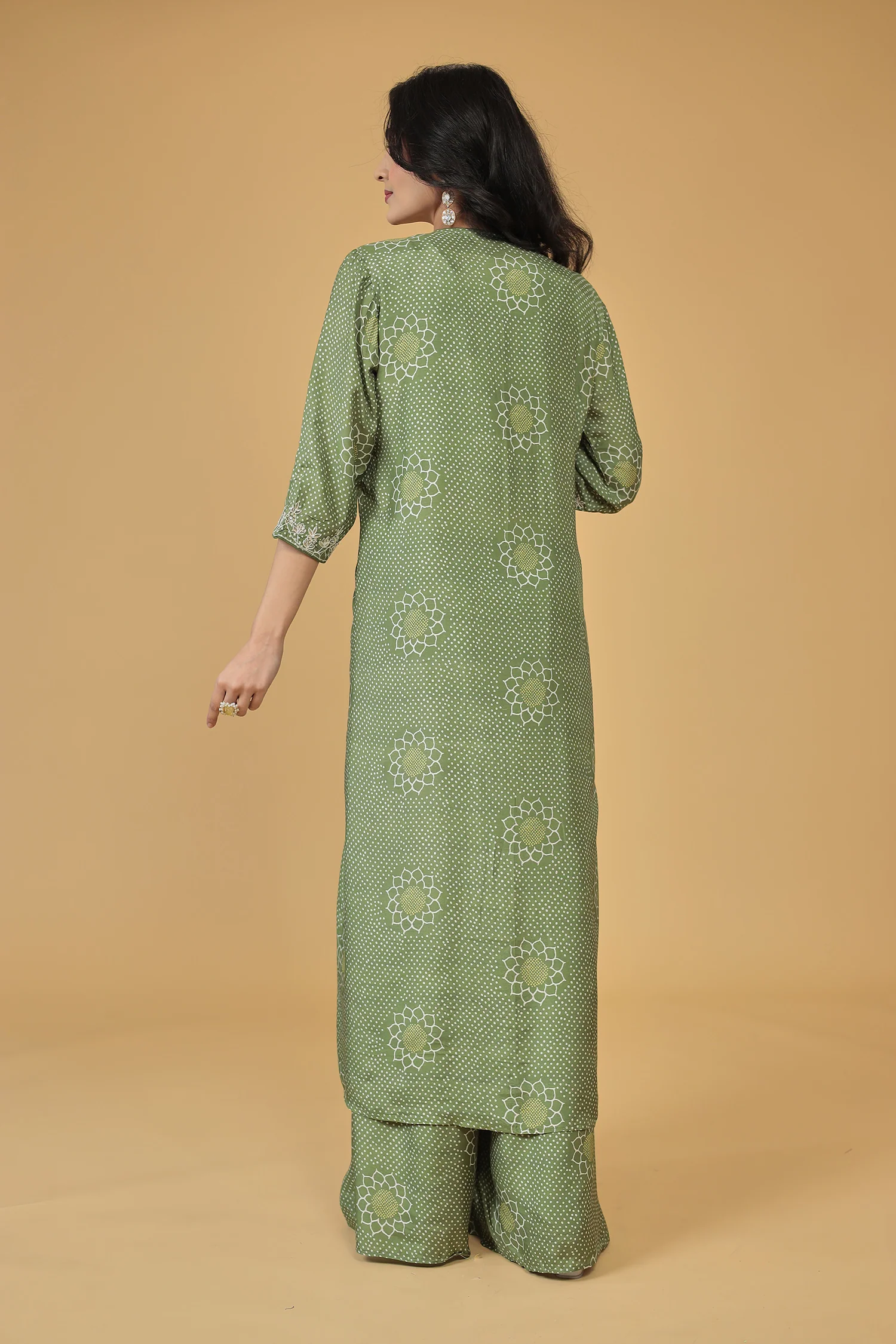 Printed Silk Blend Indowestern with Embroidered work - Image 7
