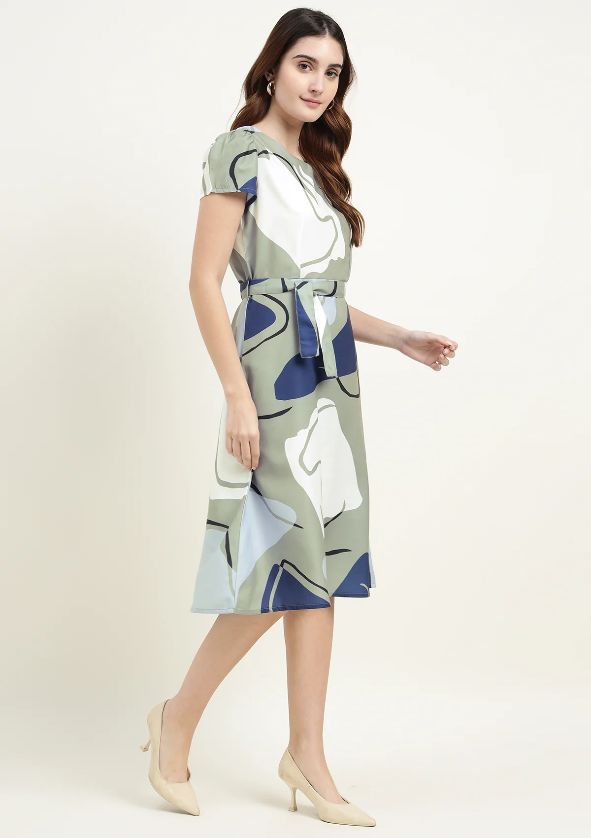 Abstract Print Silk Blend Dress - Image 3