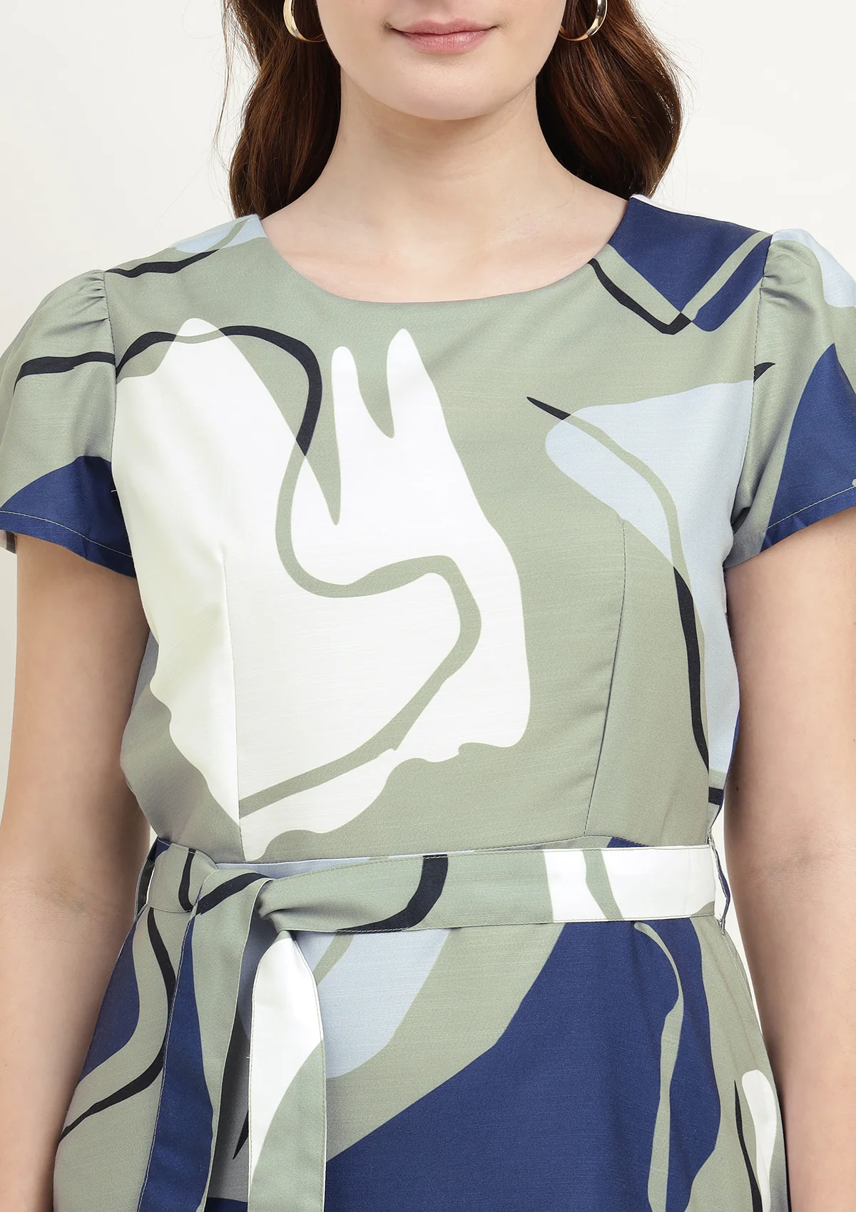 Abstract Print Silk Blend Dress - Image 4