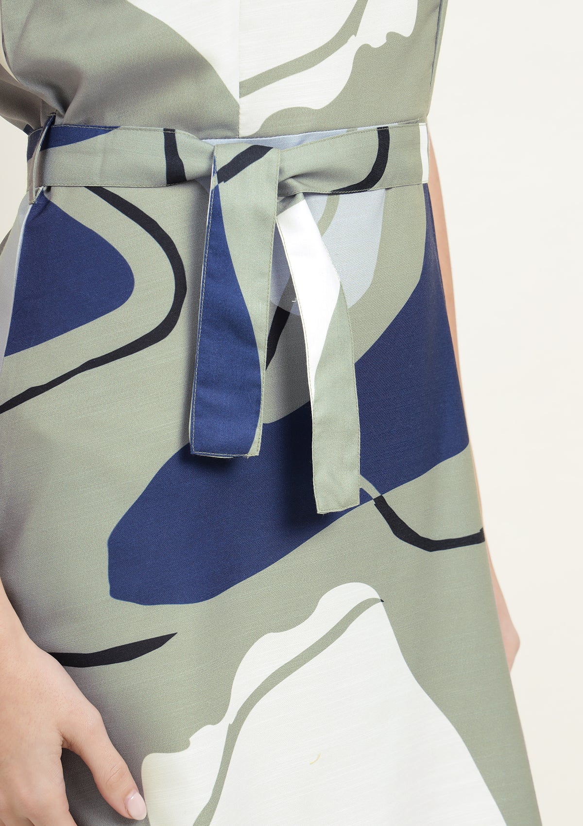 Abstract Print Silk Blend Dress - Image 6