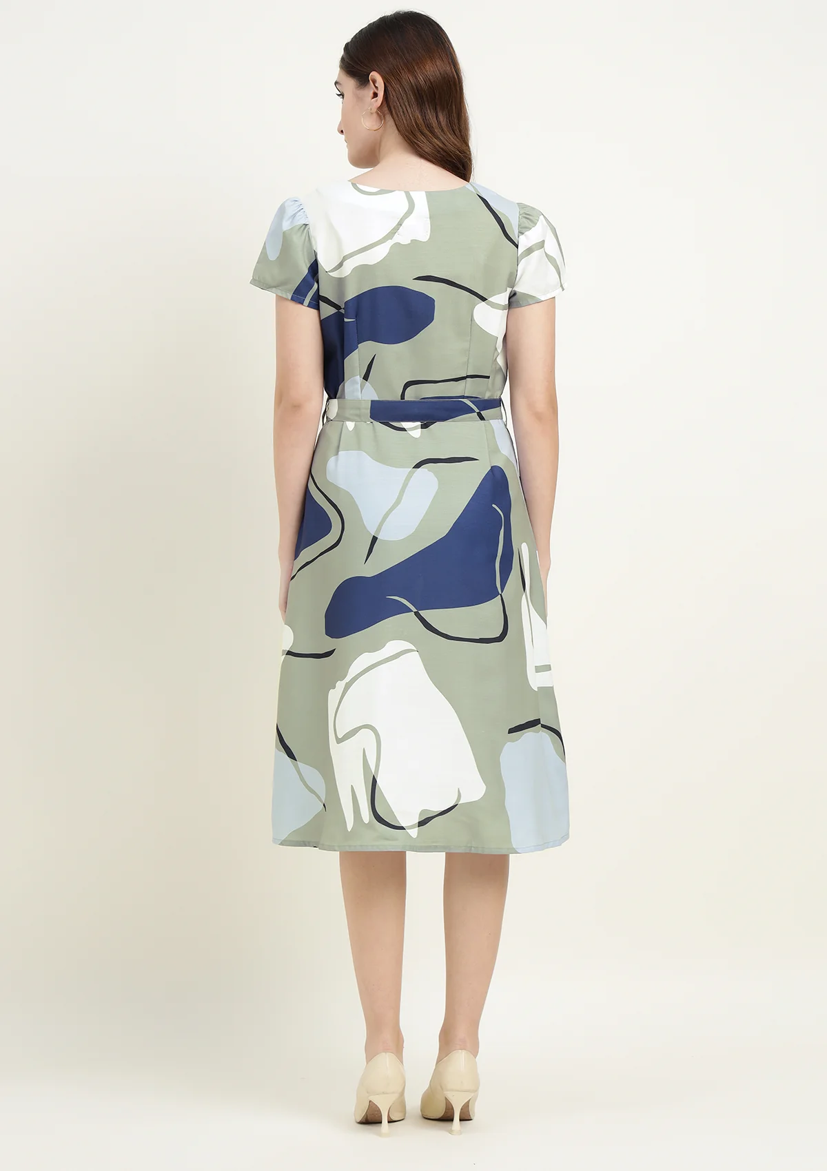 Abstract Print Silk Blend Dress - Image 7
