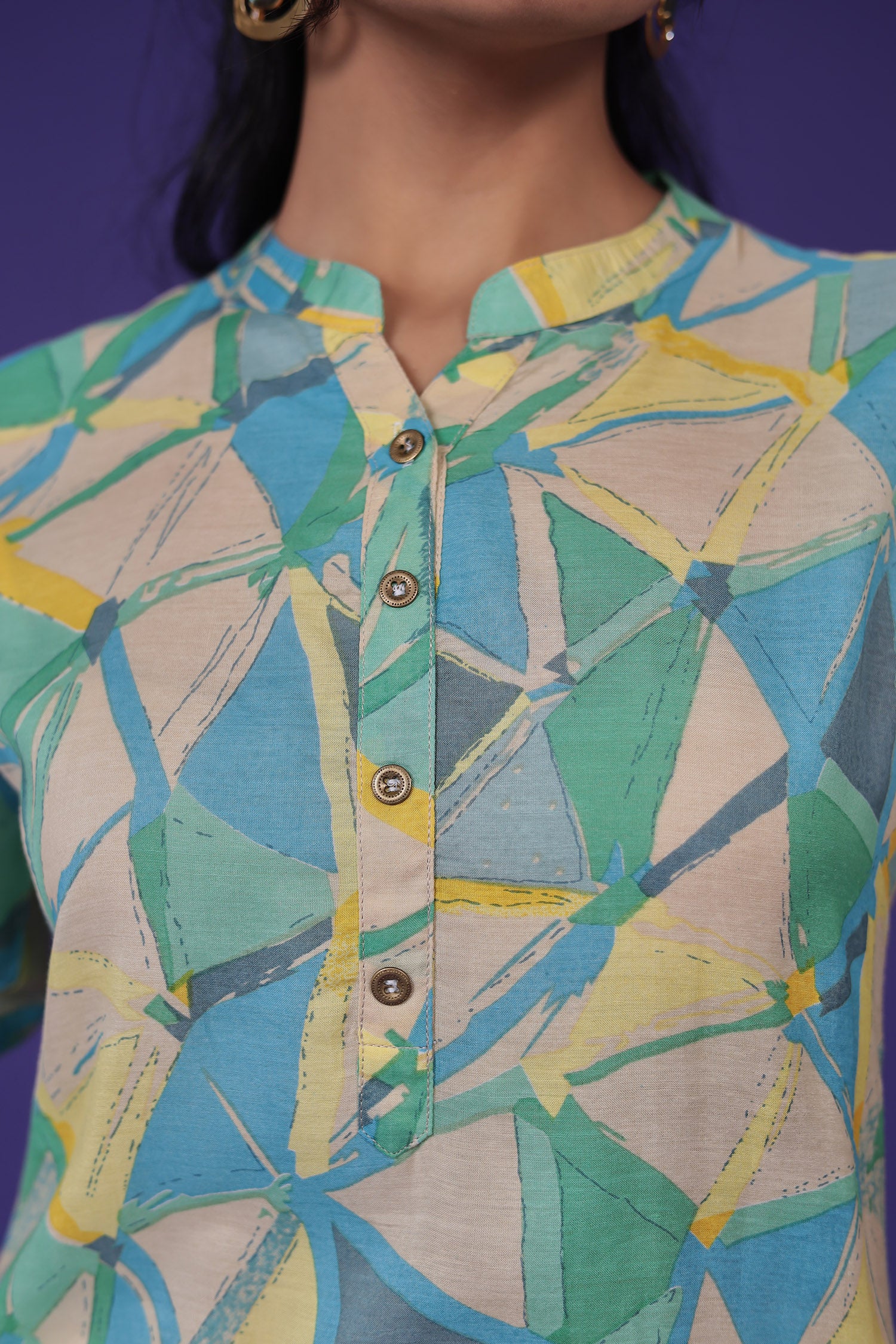 Printed Silk Blend Kurta Stitched - Image 4