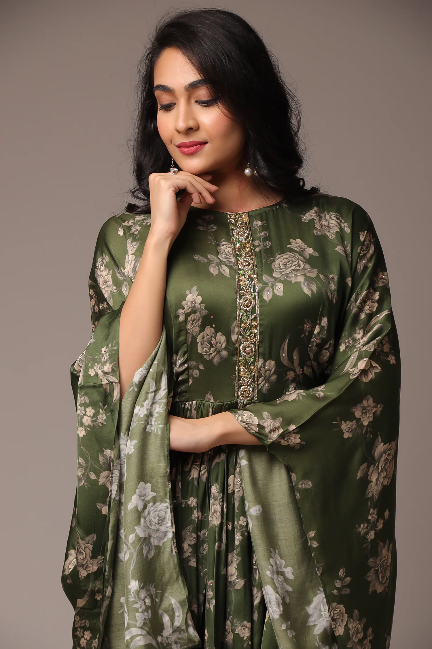 Printed Silk Indowestern with Cutdana work. - Image 12