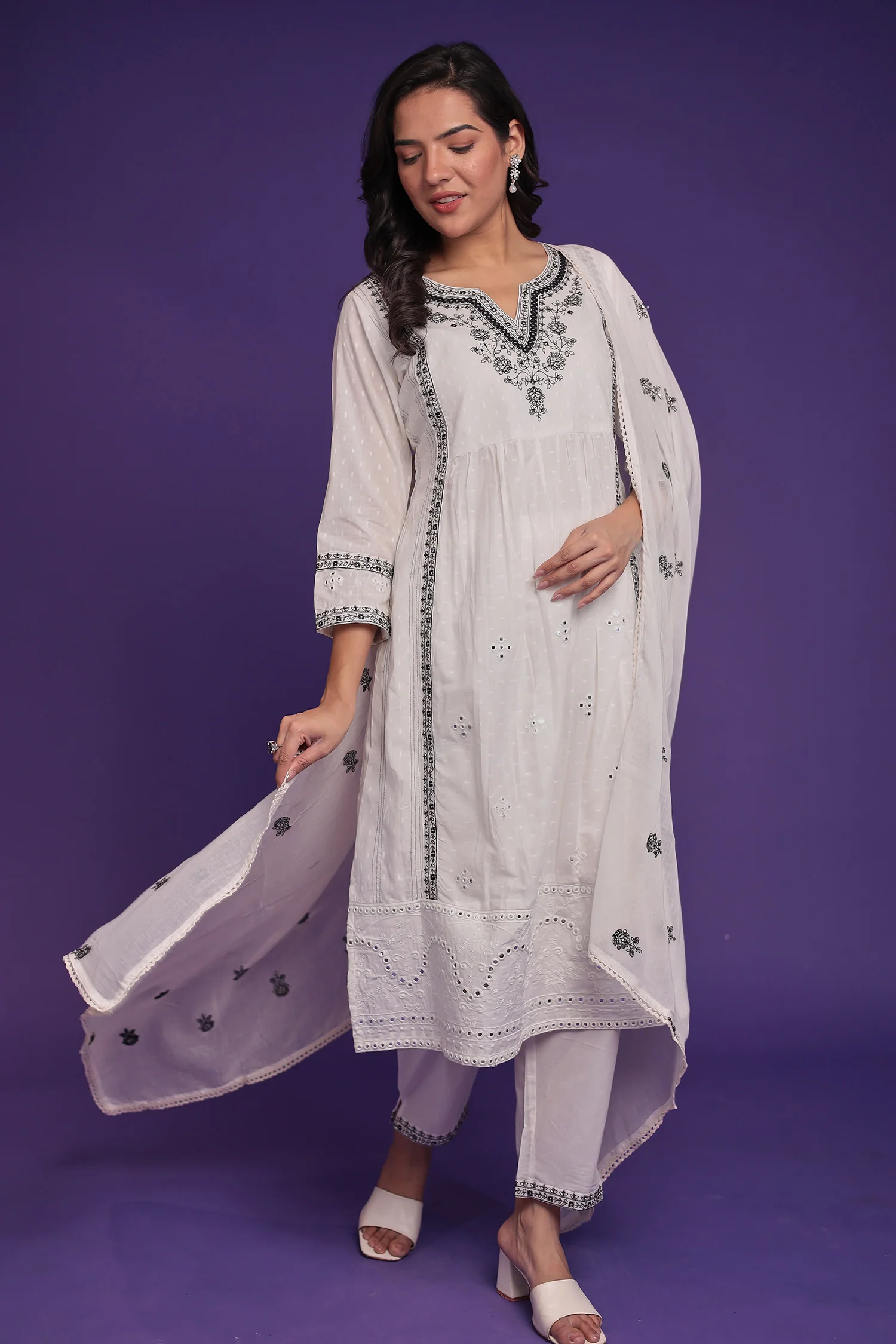 Pure Cotton Kurta Set Stitched with Thread work - Image 3