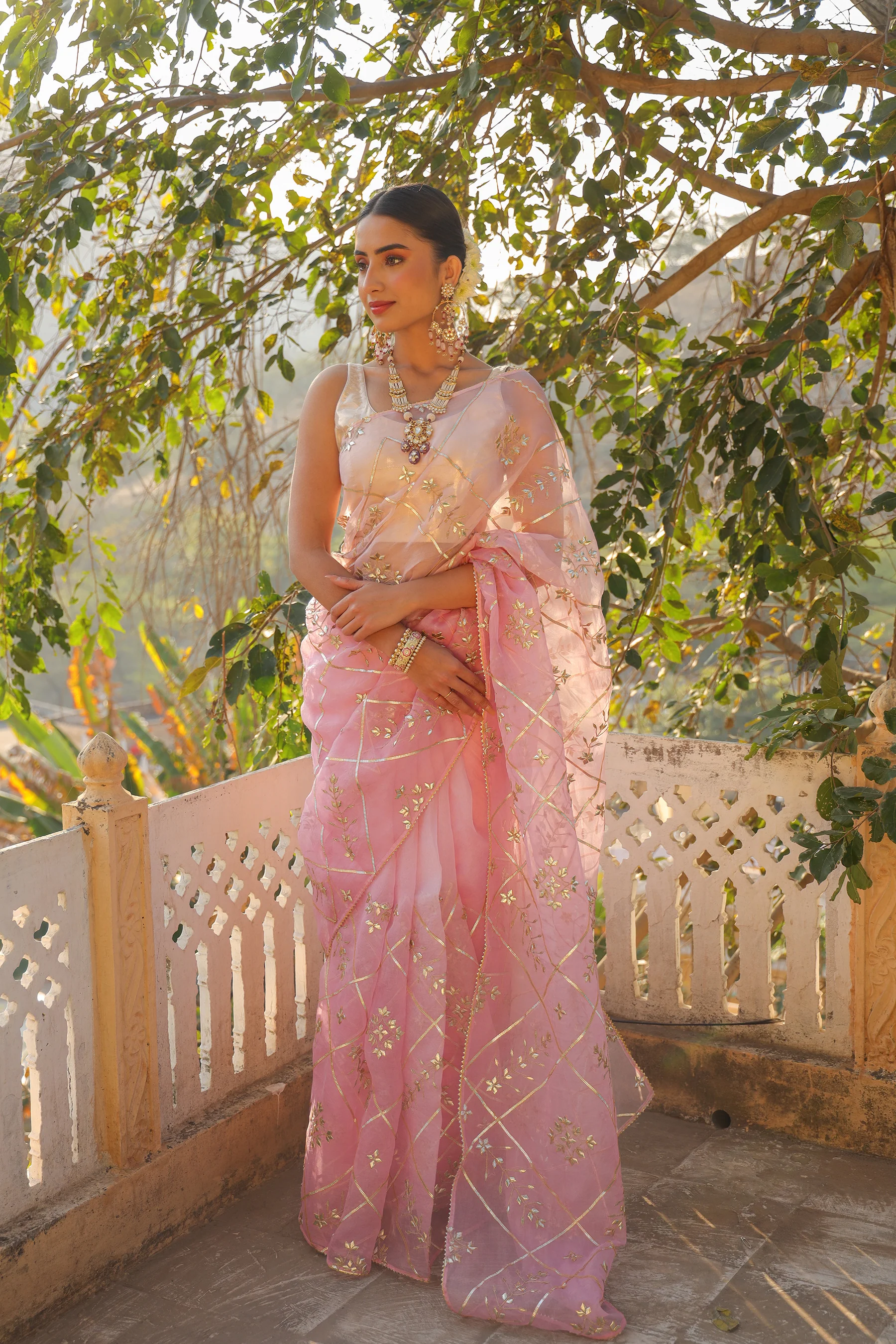 Organza Saree with Gota Patti work. - Image 2