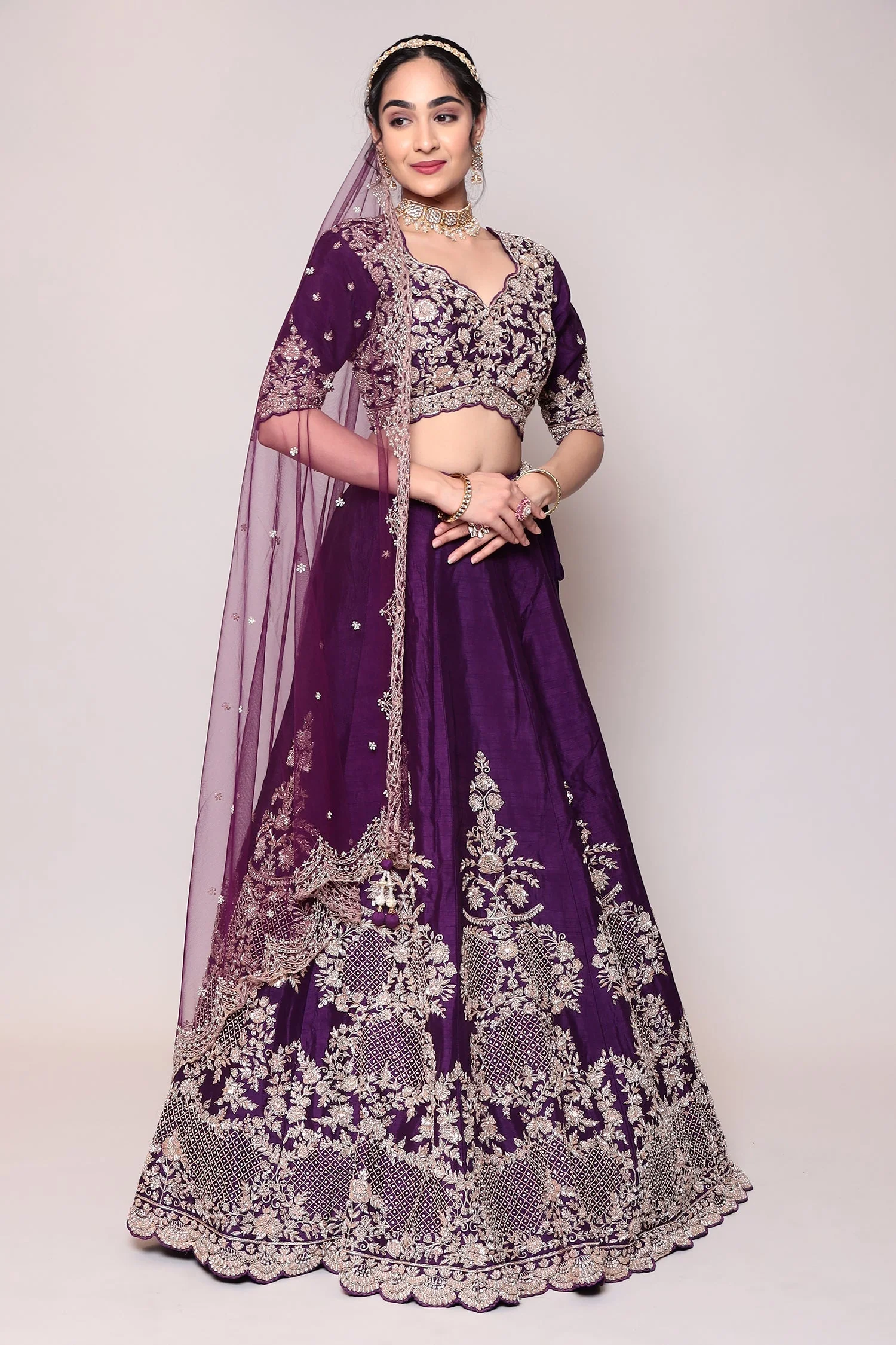 Pure raw silk Lehenga with Cutdana, Zardozi work. - Image 3