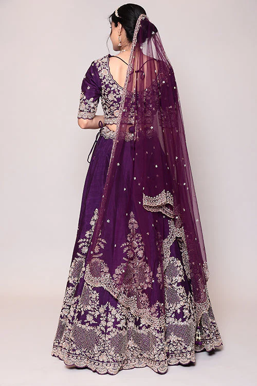 Pure raw silk Lehenga with Cutdana, Zardozi work. - Image 4