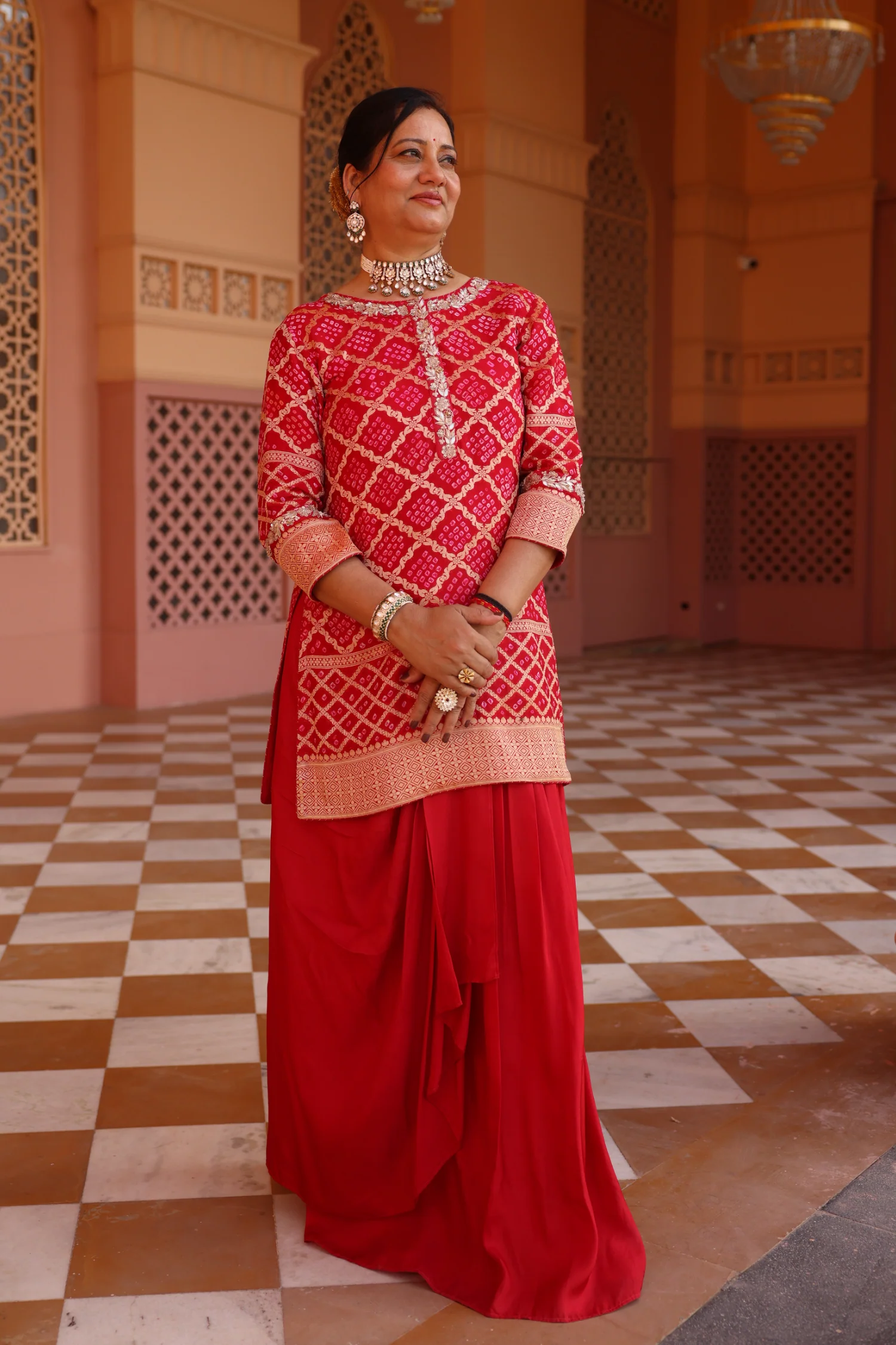 Pure Zari bandhej Suit Set with Thread, Zardozi, Zari work. - Image 2