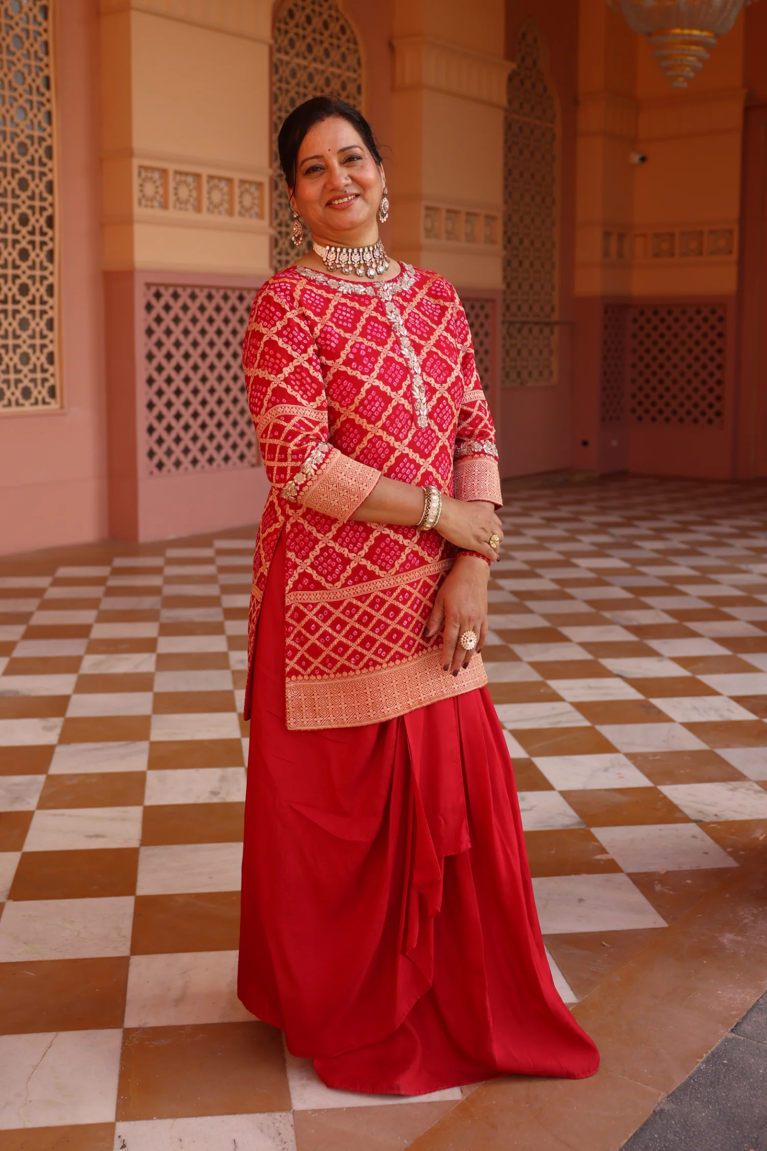 Pure Zari bandhej Suit Set with Thread, Zardozi, Zari work. - Image 4