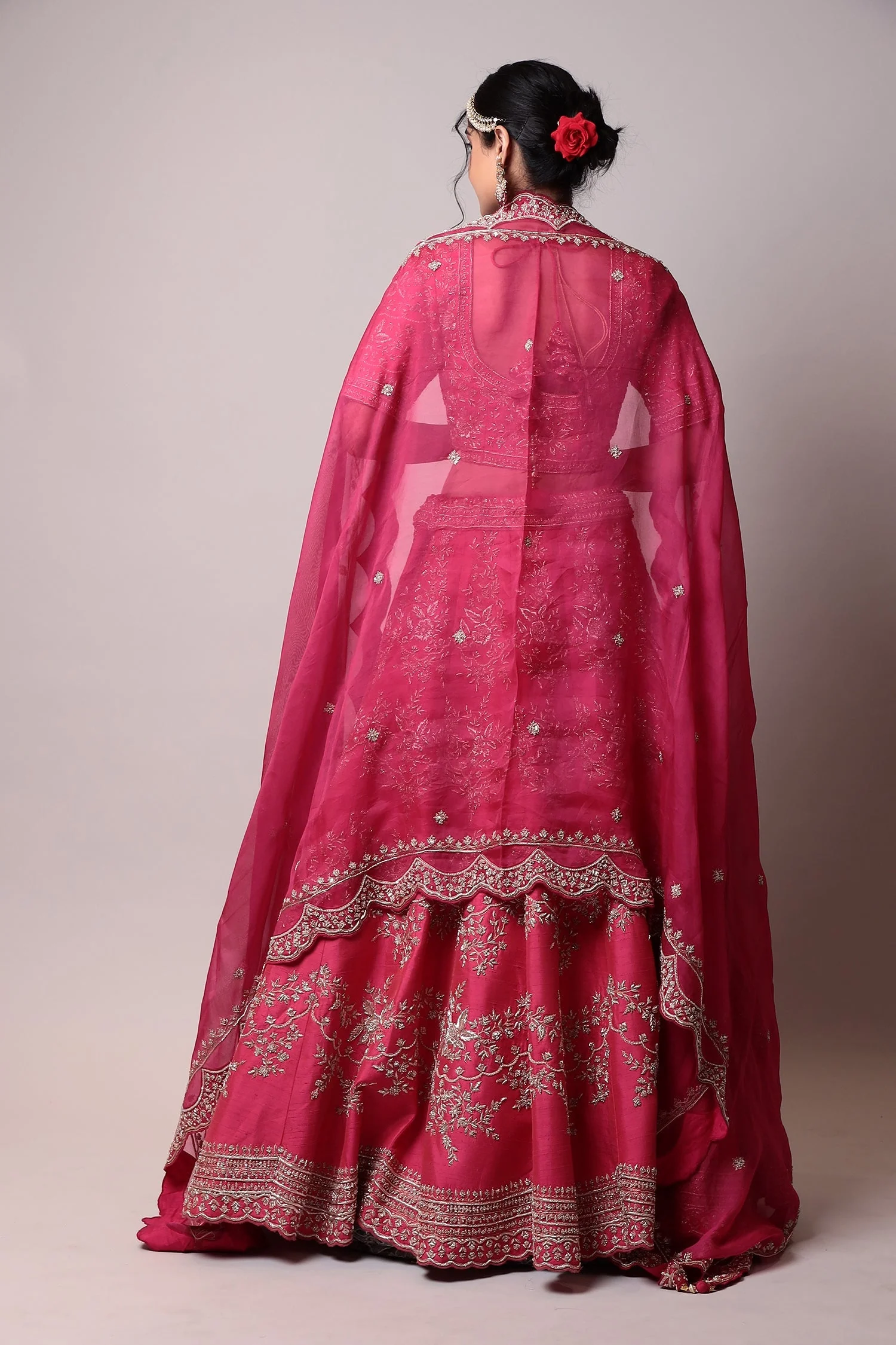 Raw silk Lehenga with Pearl, Zardozi work. - Image 4