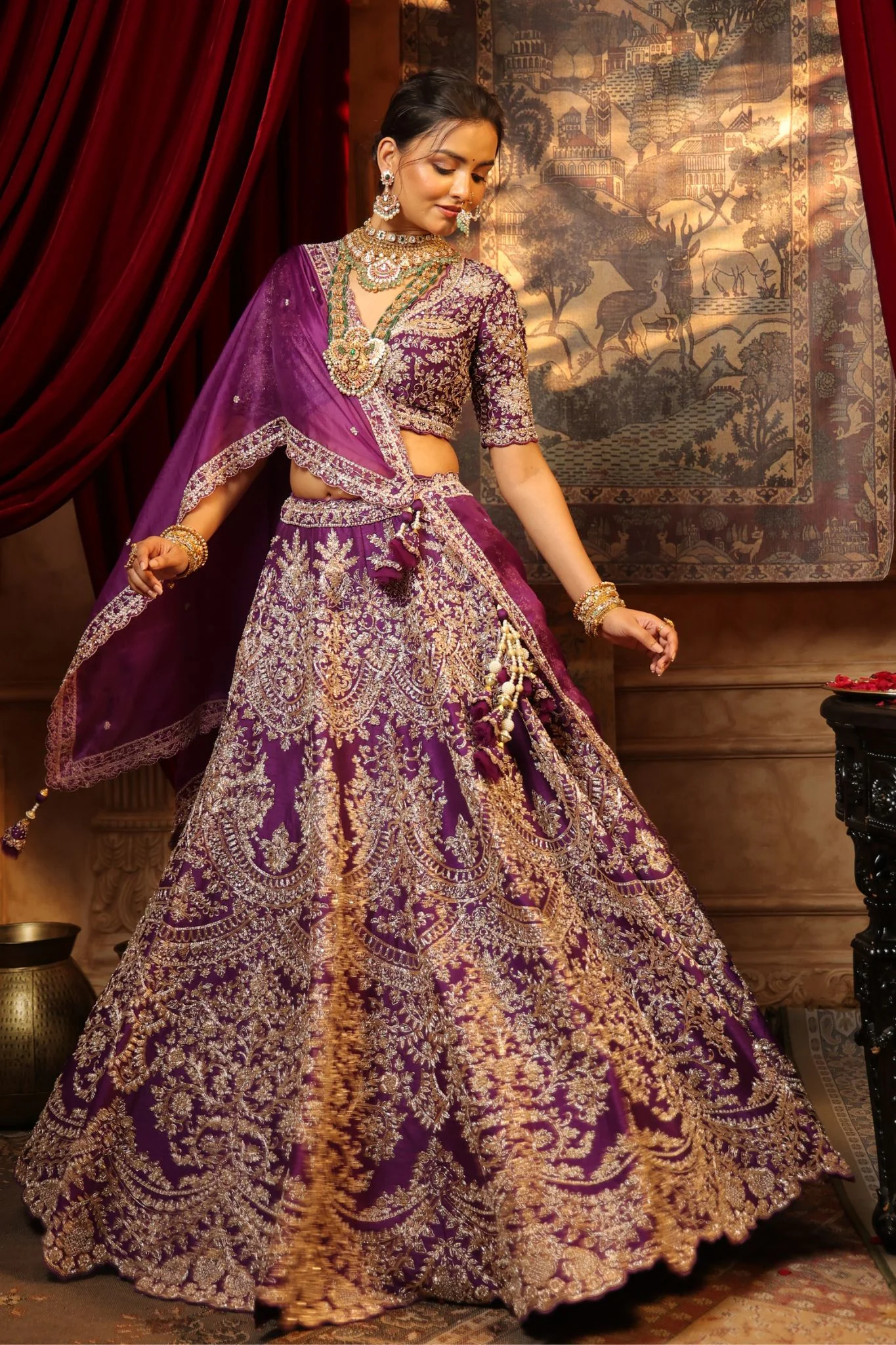 Exquisite Raw Silk Lehenga with Zardozi and Embroidered  work - Image 3