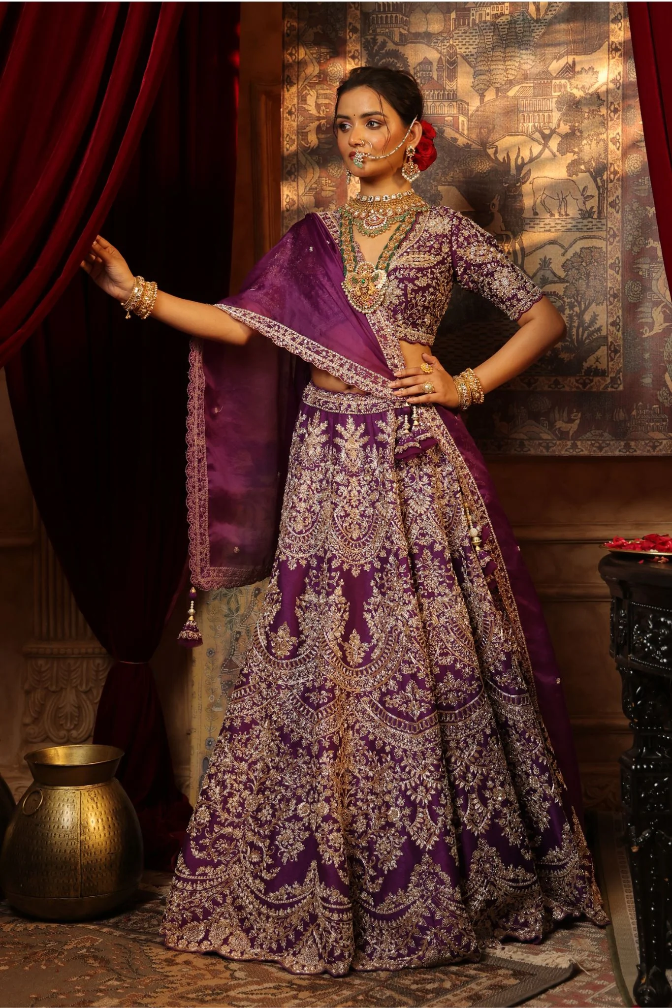 Exquisite Raw Silk Lehenga with Zardozi and Embroidered  work - Image 4