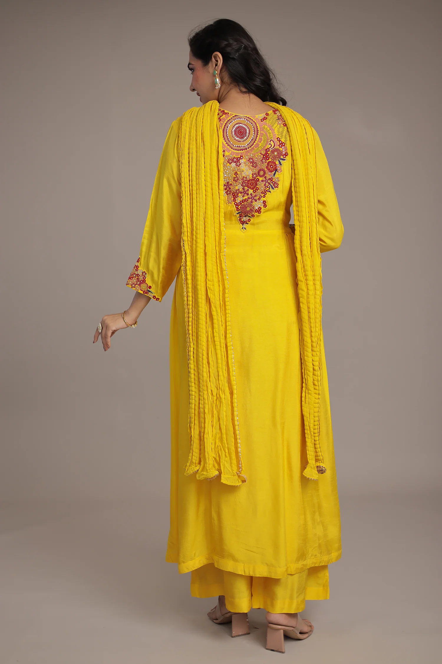 Anarkali Russian Silk Suit with Sequins and Thread work - Image 7