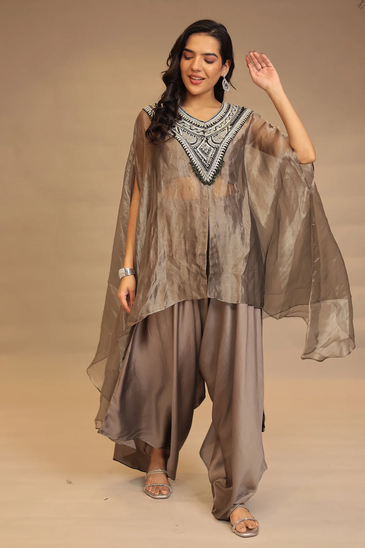 Satin silk Indowestern with Sequins and Dori work - Image 5