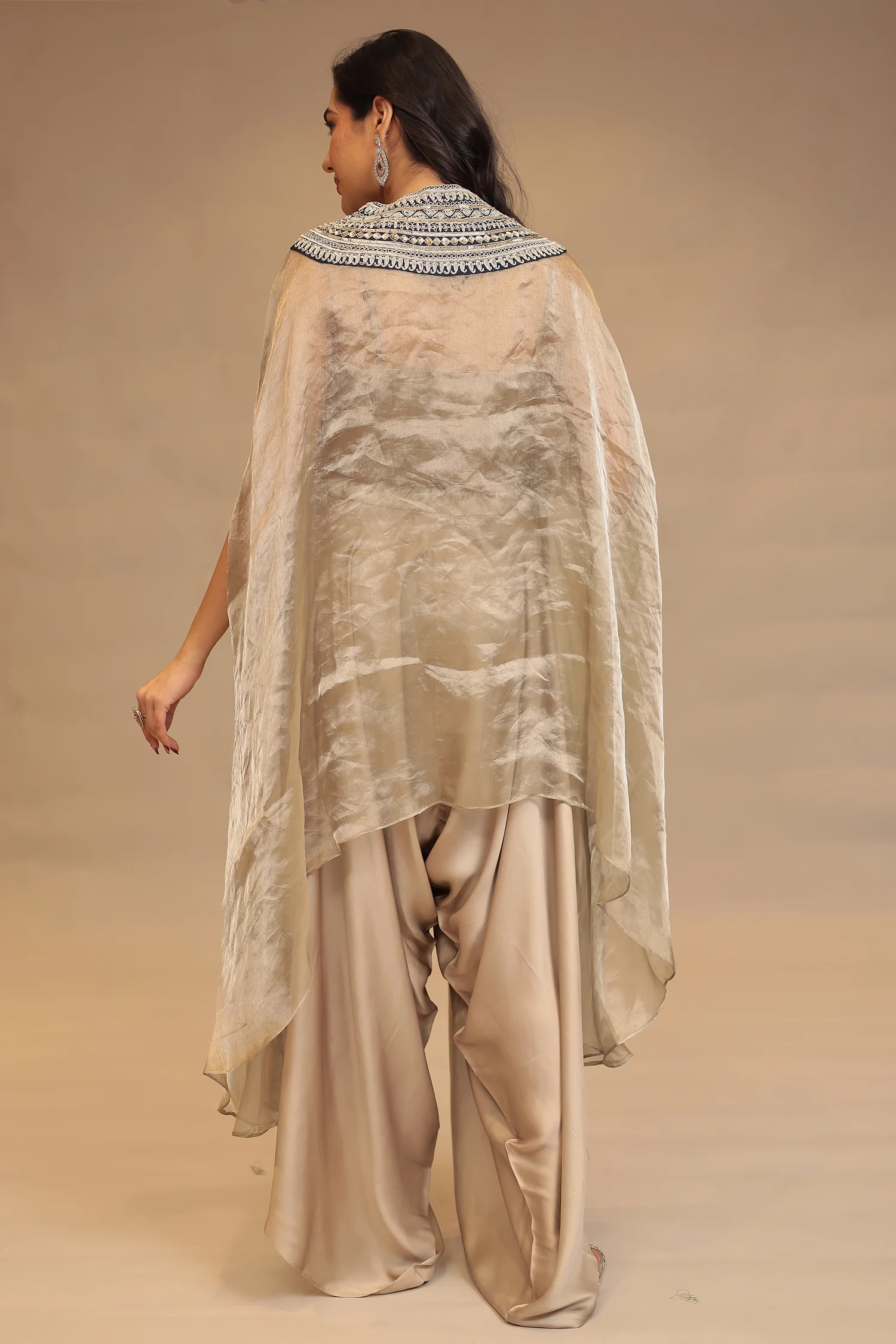 Satin silk Indowestern with Dori and Sequins work - Image 6