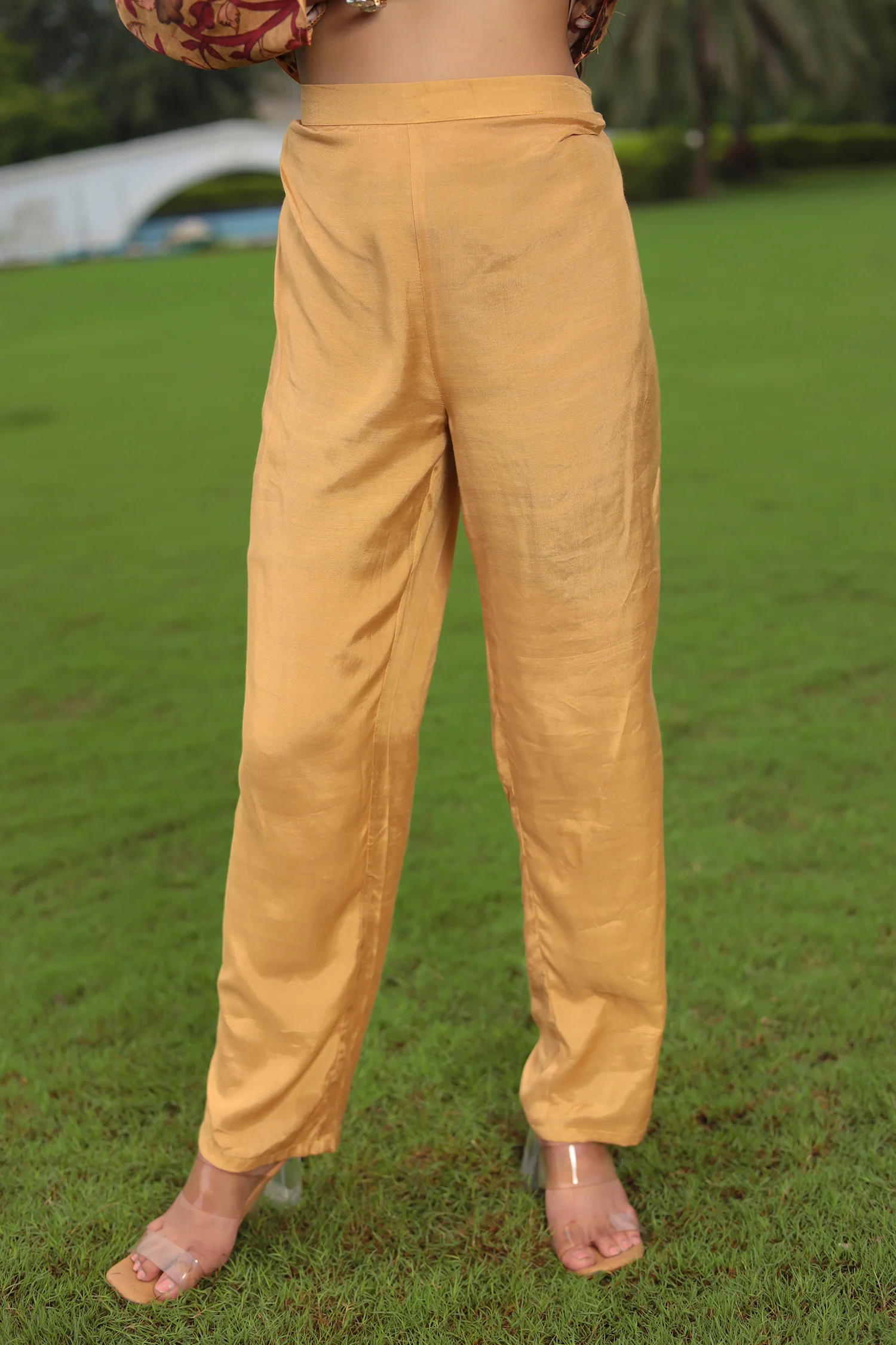 Printed Satin Silk Suit with Dori & Zardozi Embroidery - Image 7