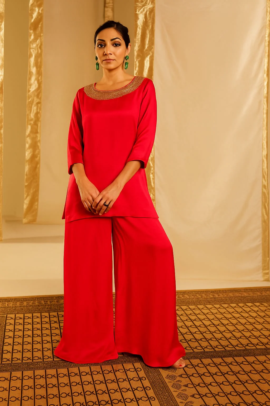 Satin Silk Indowestern with Dori and Sequins work - Image 5