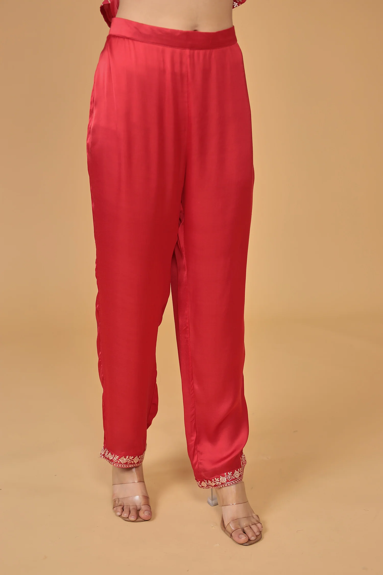 Satin Silk Suit Embroidered with Pittan work - Image 13