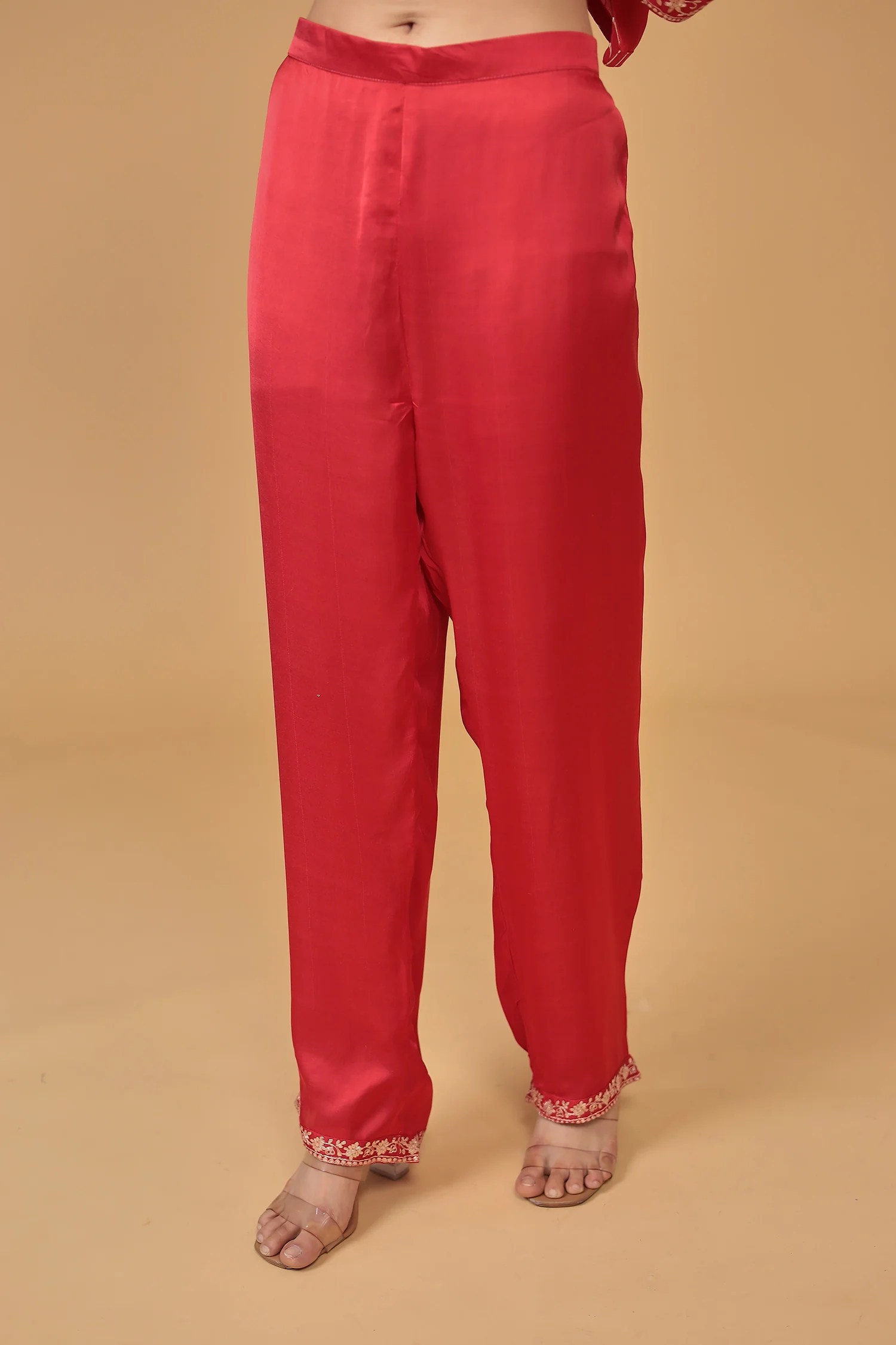 Satin Silk Suit Embroidered with Pittan work - Image 6