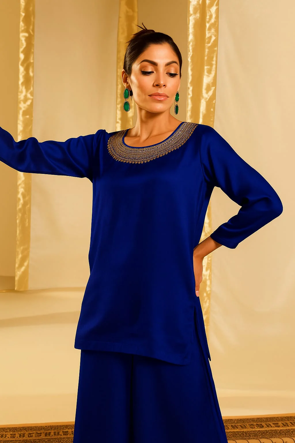 Satin Silk Indowestern with Dori and Sequins work - Image 11