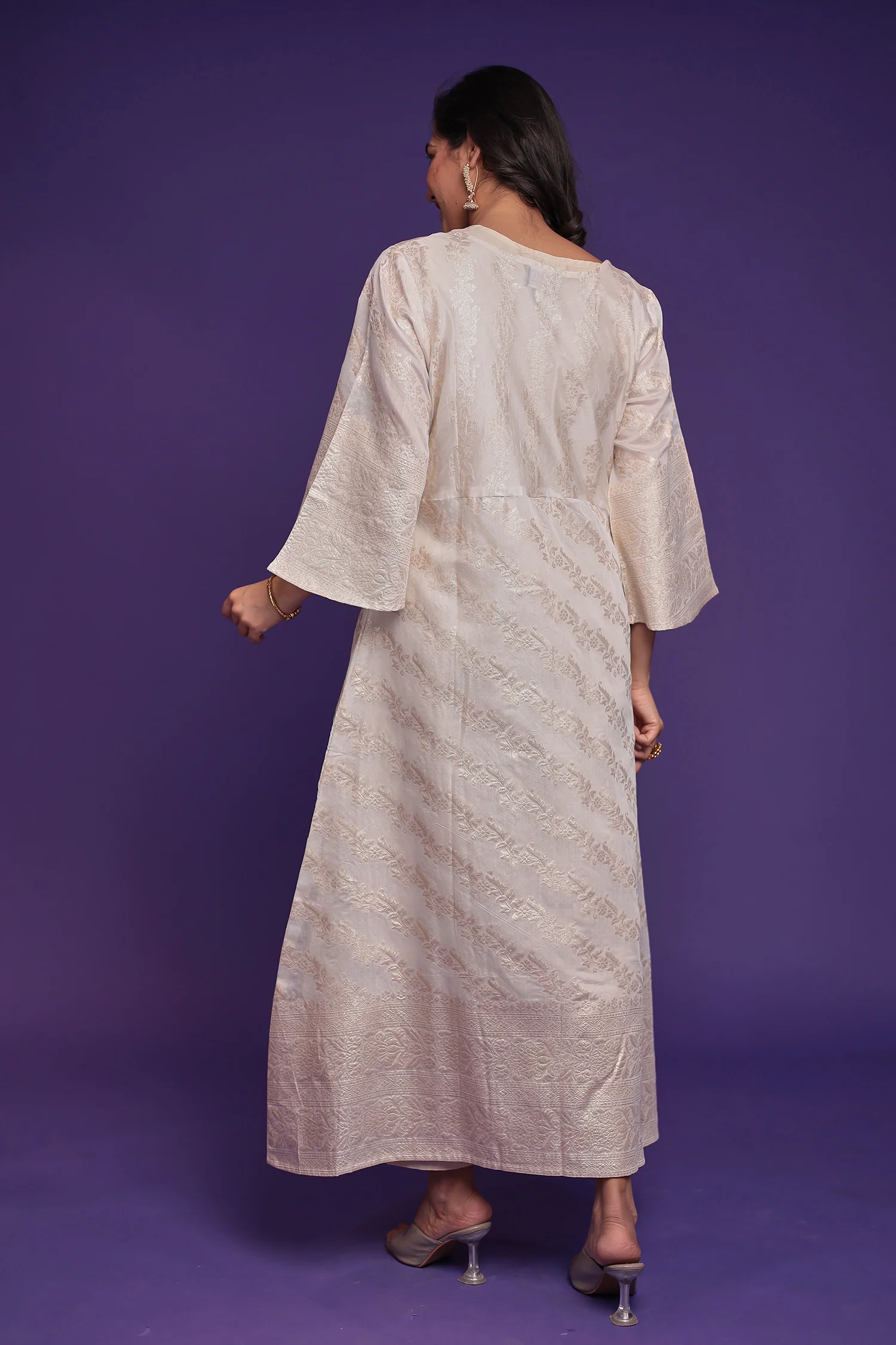 Jacket Style Banarasi Silk Kurta Set Stitched - Image 6