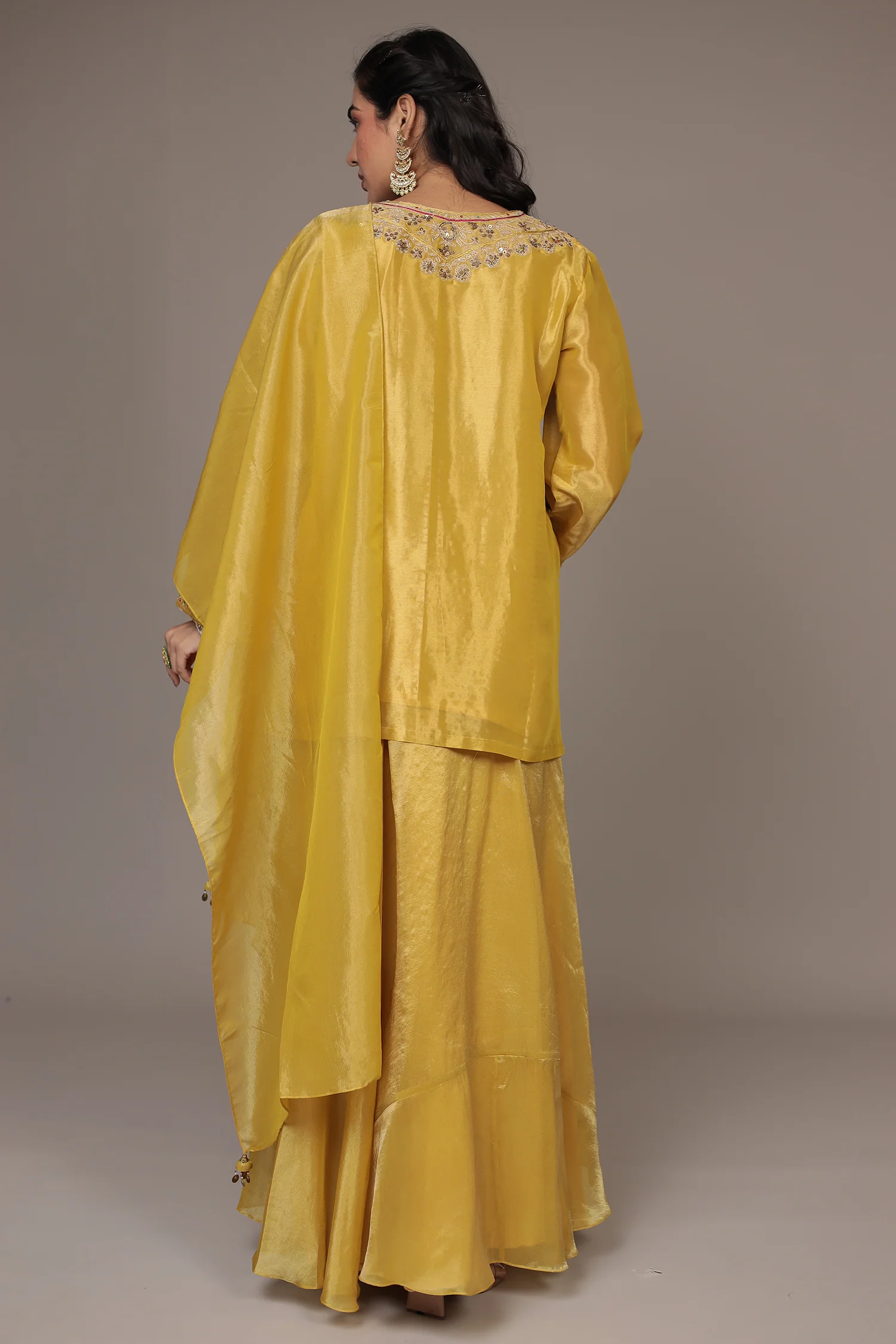 Shimmer Tissue Indo Western (3Pc) with Dori, Sequins and Thread work - Image 7