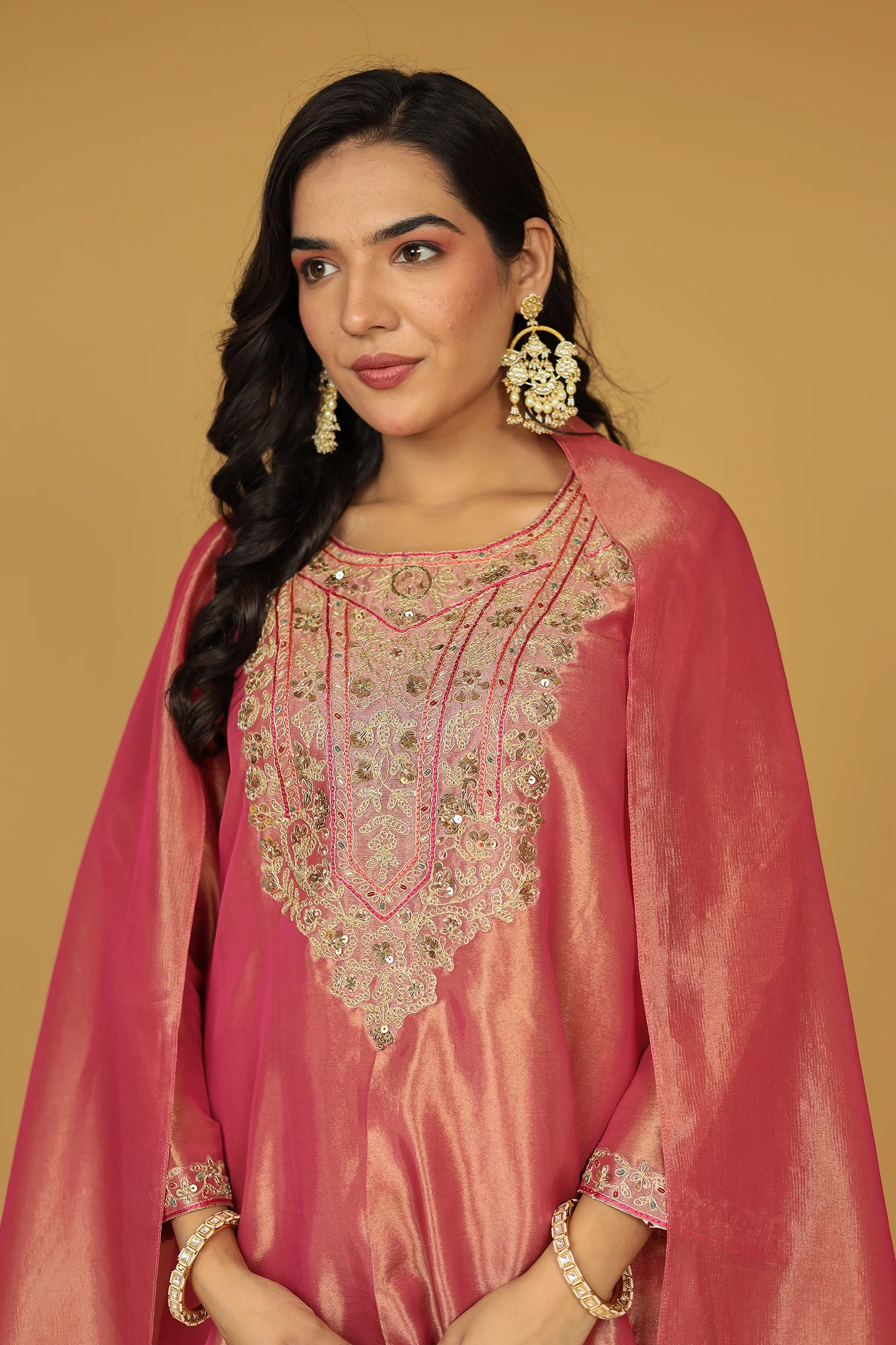 Shimmer Tissue Indo Western (3Pc) with Dori, Sequins and Thread work - Image 9