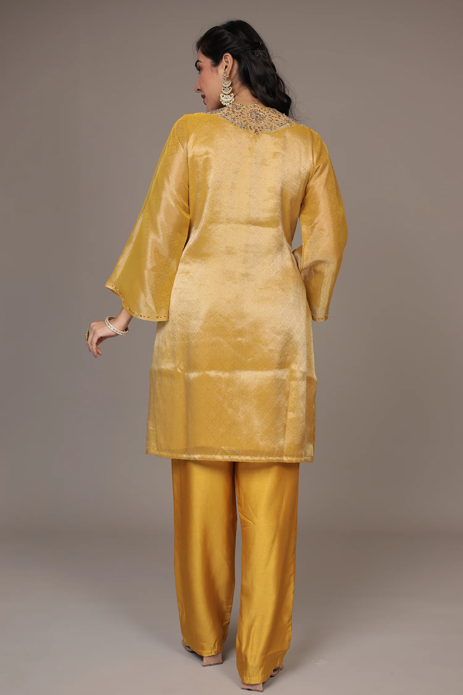 Shimmer Tissue Suit with Dori and Zardozi work - Image 7