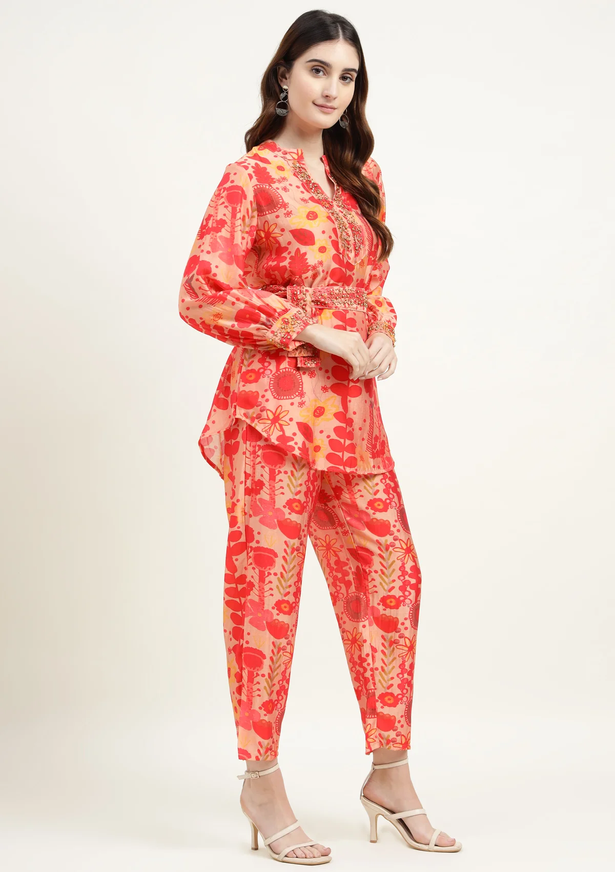 Silk Blend Co Ords Set with Studs and Embellished work - Image 3