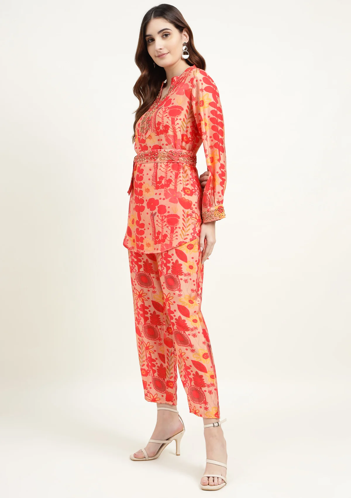 Silk Blend Co Ords Set with Studs and Embellished work - Image 5