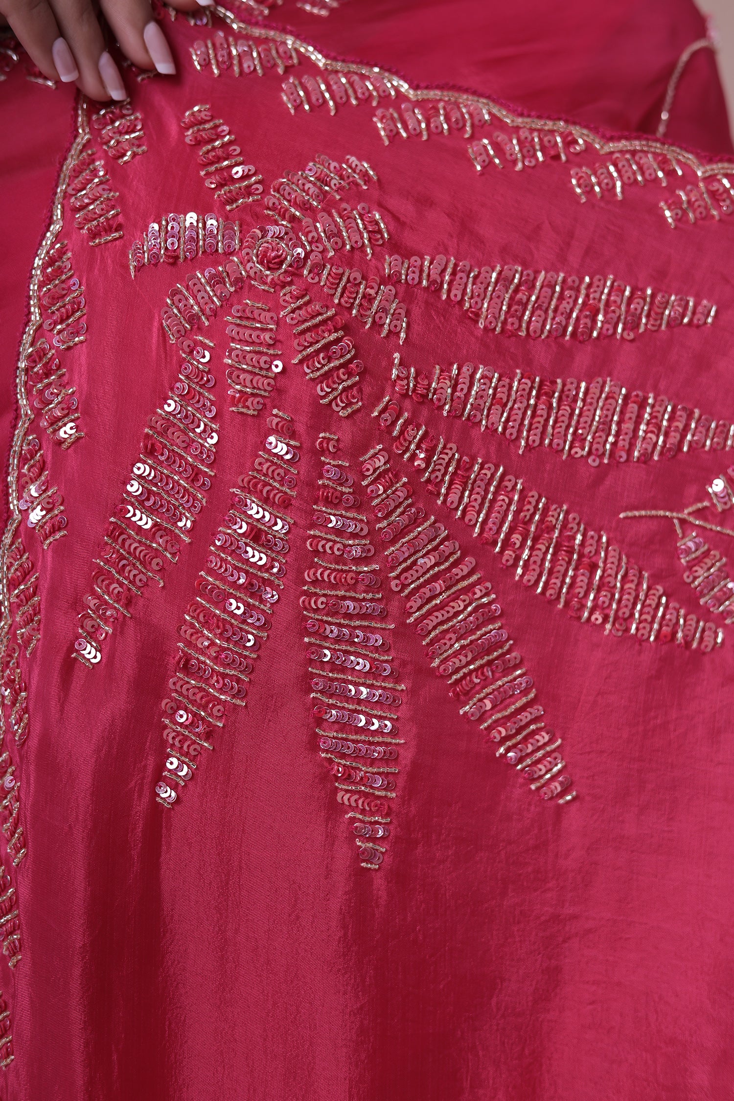 Silk Blend Saree with Cutdana and Sequins work - Image 5