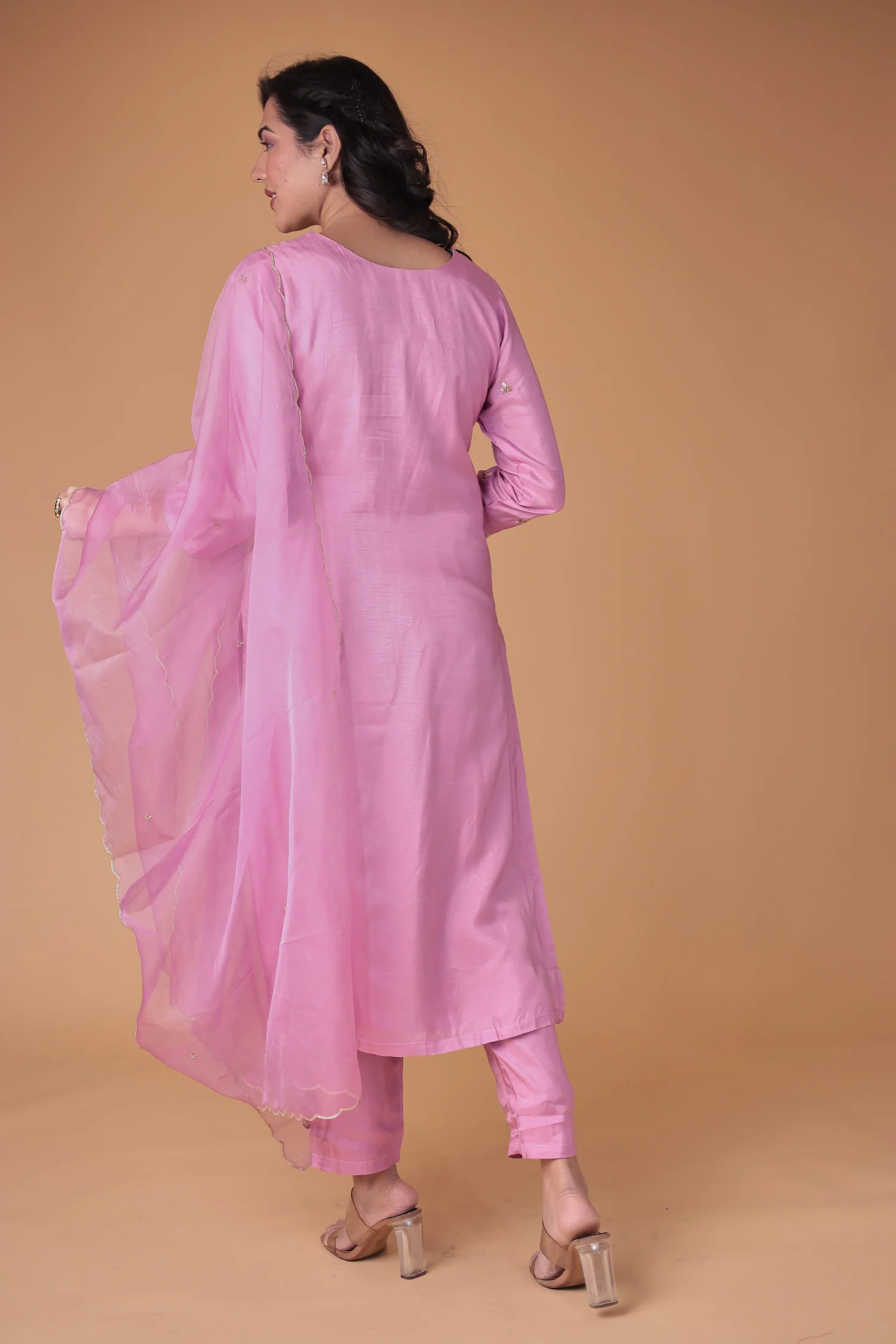 Silk Blend Suit with Thread and Zardozi work - Image 7